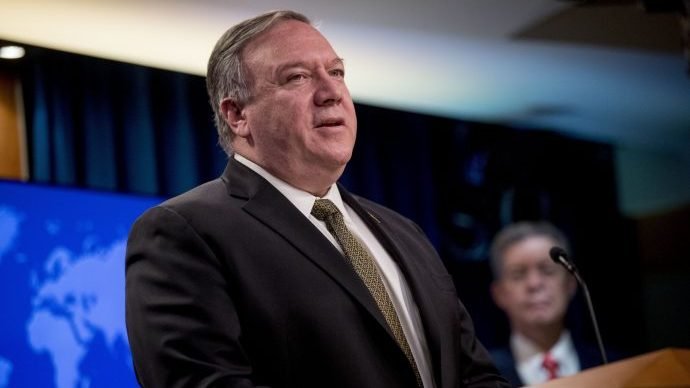 In this June 10, 2020, file photo, U.S. Secretary of State Mike Pompeo speaks during a news conference at the State Department in Washington. (Andrew Harnik/Pool/AP via Crux)