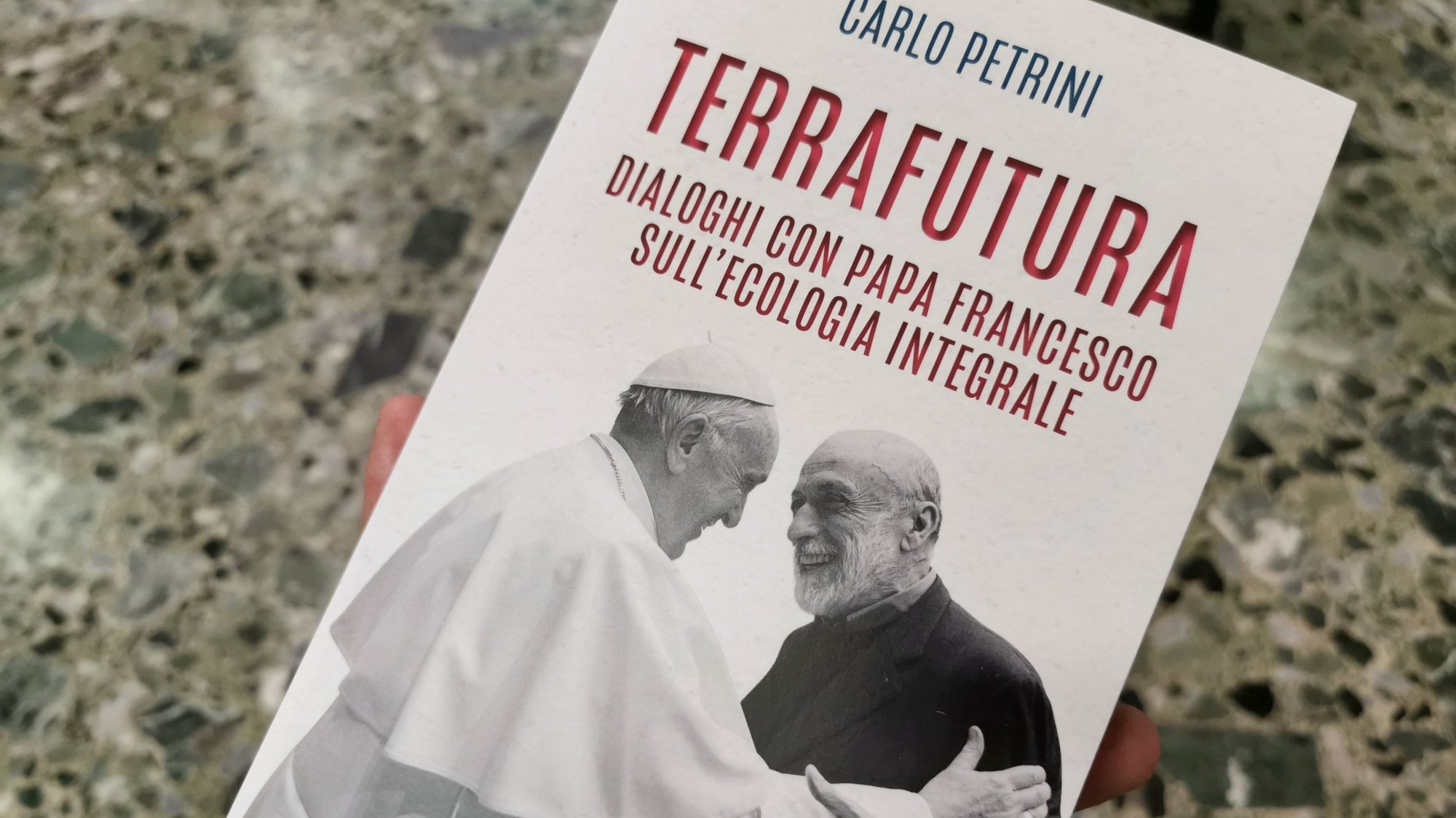 This is the cover of the book, "TerraFutura (Future Earth): Conversations with Pope Francis on Integral Ecology," by environmental activist Carlo Petrini. The book features three conversations between Petrini and the pope from 2018-2020 on several important issues and events, including integral ecology, the Synod of Bishops for the Amazon and the coronavirus pandemic. (CNS photo/Junno Arocho Esteves)
