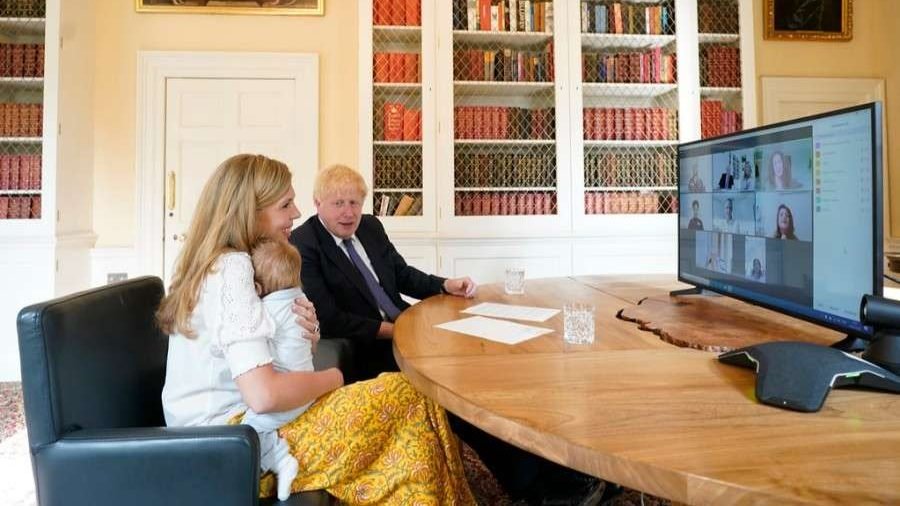 Boris Johnson and Carrie Symonds thank hospital staff who cared for their newborn son Wilfred July 14, 2020. (Crown Copyright via CNA)