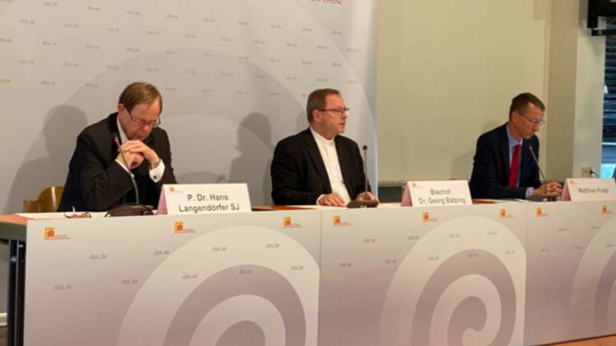 The final press conference of the German bishops’ fall general assembly Sept. 24, 2020 in Fulda. (Rudolf Gehrig/CNA Deutsch)