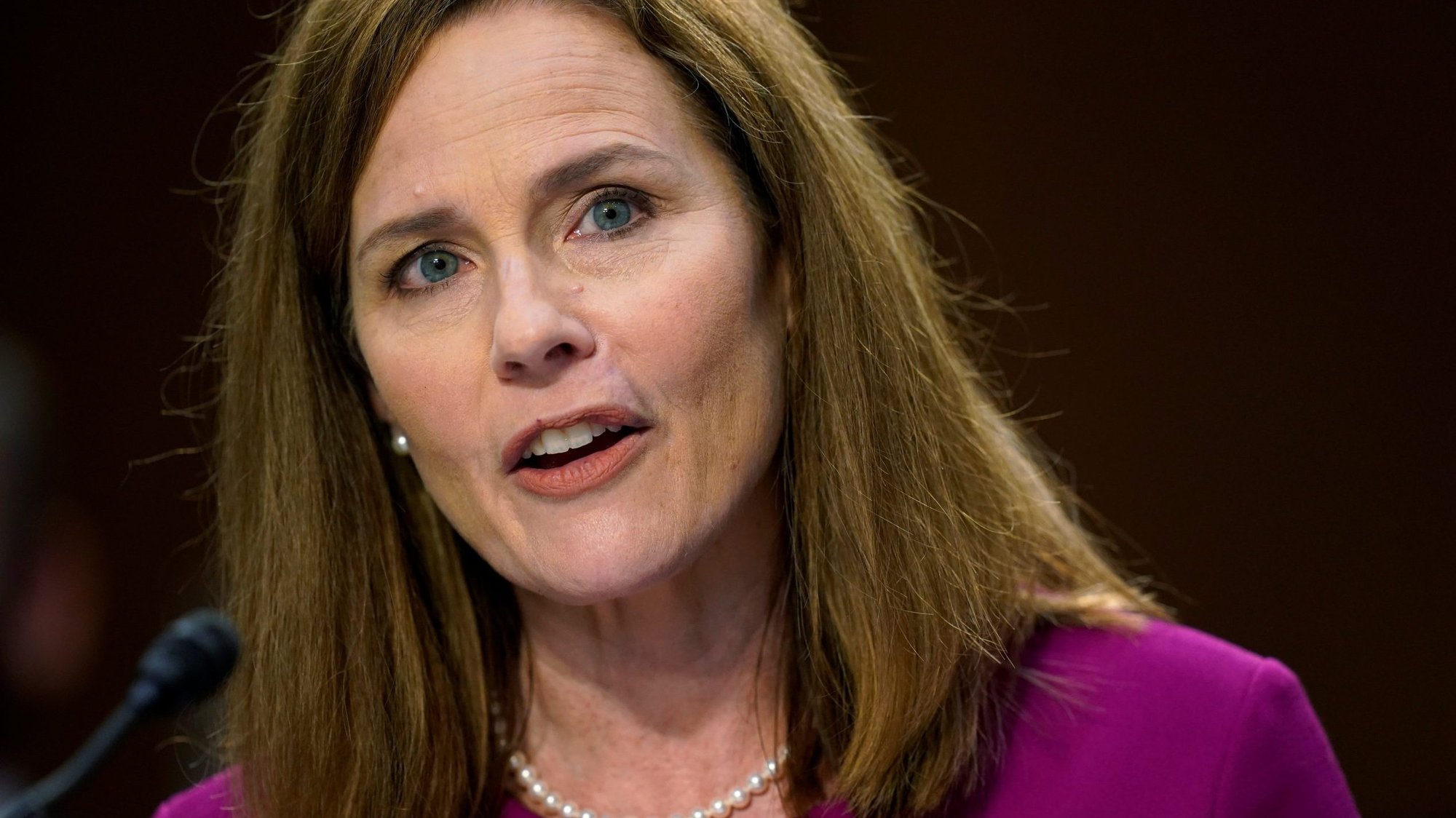 Judge Amy Coney Barrett of the U.S. Court of Appeals for the 7th Circuit, President Donald Trump's nominee for the U.S. Supreme Court, speaks during her confirmation hearing before the Senate Judiciary Committee on Capitol Hill in Washington Oct. 12, 2020. (CNS photo/Patrick Semansky, Pool via Reuters)