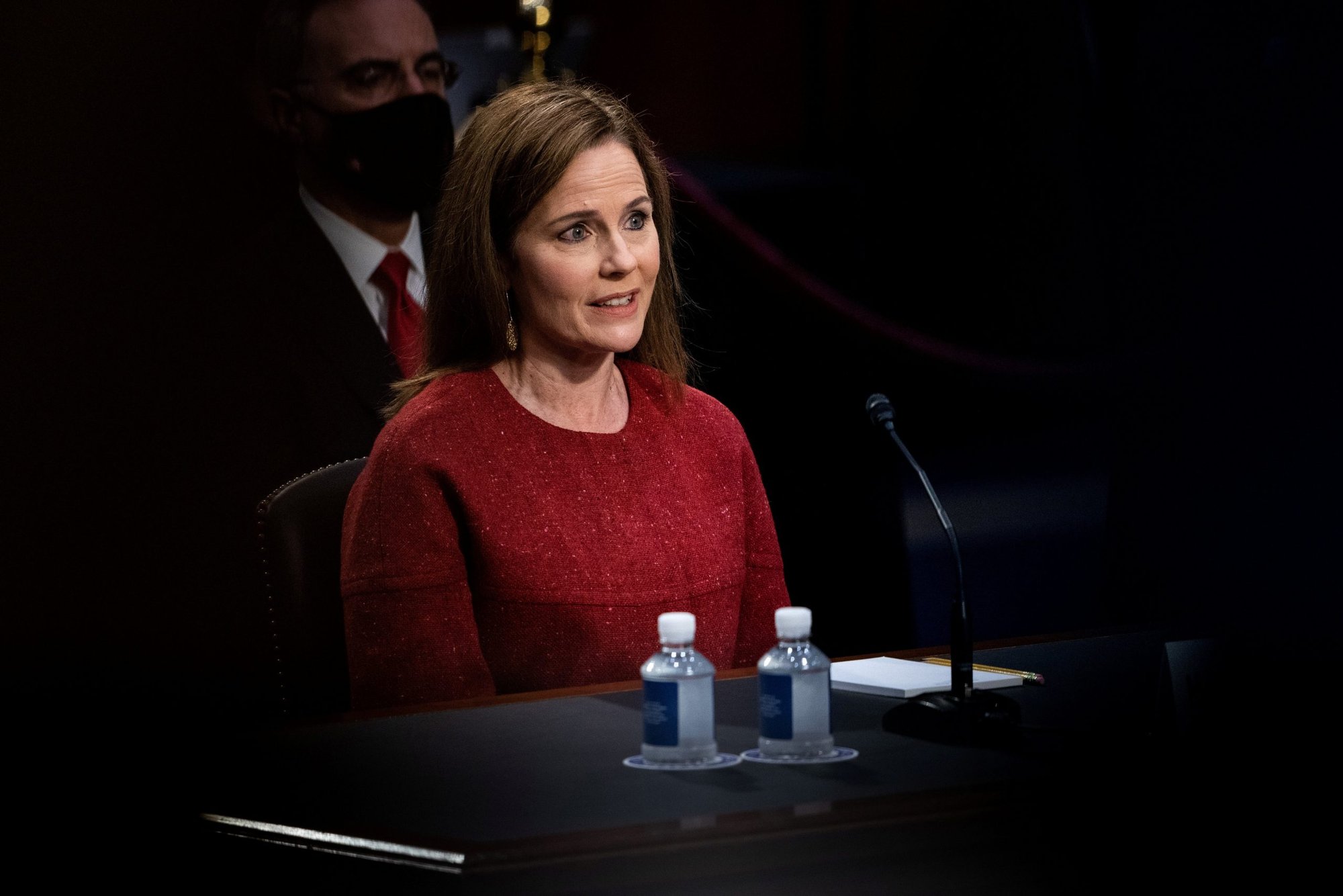 Judge Amy Coney Barrett of the U.S. Court of Appeals for the 7th Circuit, President Donald Trump's nominee for the U.S. Supreme Court, testifies during the second day of her confirmation hearing before the Senate Judiciary Committee on Capitol Hill in Washington Oct. 13, 2020. (CNS photo/Erin Schaff, Pool via Reuters)
