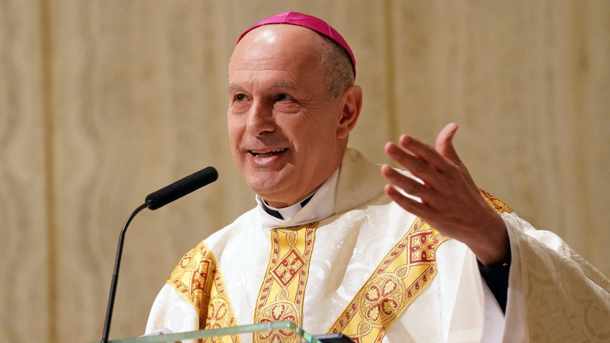 Archbishop Gabriele G. Caccia, the Holy See's new permanent observer to the United Nations, delivers the homily during his welcome Mass at Holy Family Church in New York City Jan. 28, 2020.Archbishop Caccia's Oct. 12 address to the Sixth Committee of the U.N. General Assembly called for absolute condemnation of terrorists. (CNS photo/Gregory A. Shemitz)