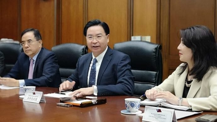 Taiwanese Foreign Minister Joseph Wu speaks to journalists Oct. 22, 2019 at the MOFA headquarters in Taipei. (Elise Harris/Crux)