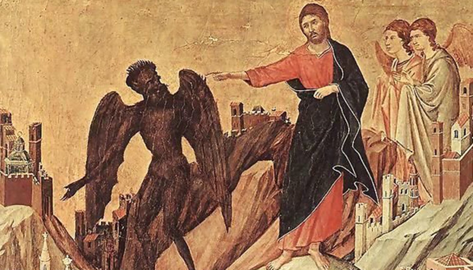 "Order a Temptation on the Mount (detail)," by Duccio Di Buoninsegna, 1308-1311. (Courtesy DuccioDiBuoninsegna.org)