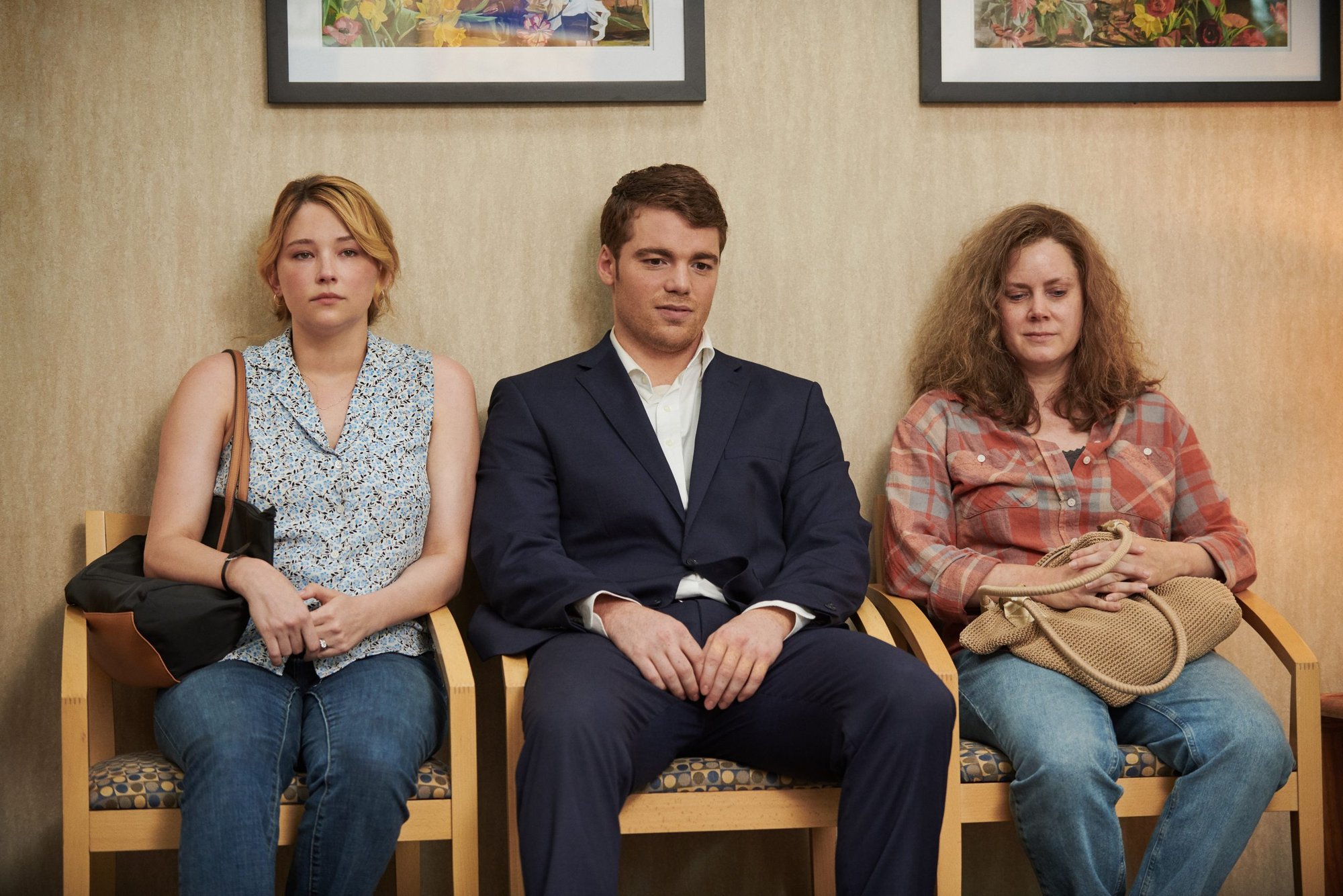 Haley Bennett (left), Gabriel Basso, and Amy Adams in “Hillbilly Elegy.” (Lacey Terrell/© 2020 Netflix)