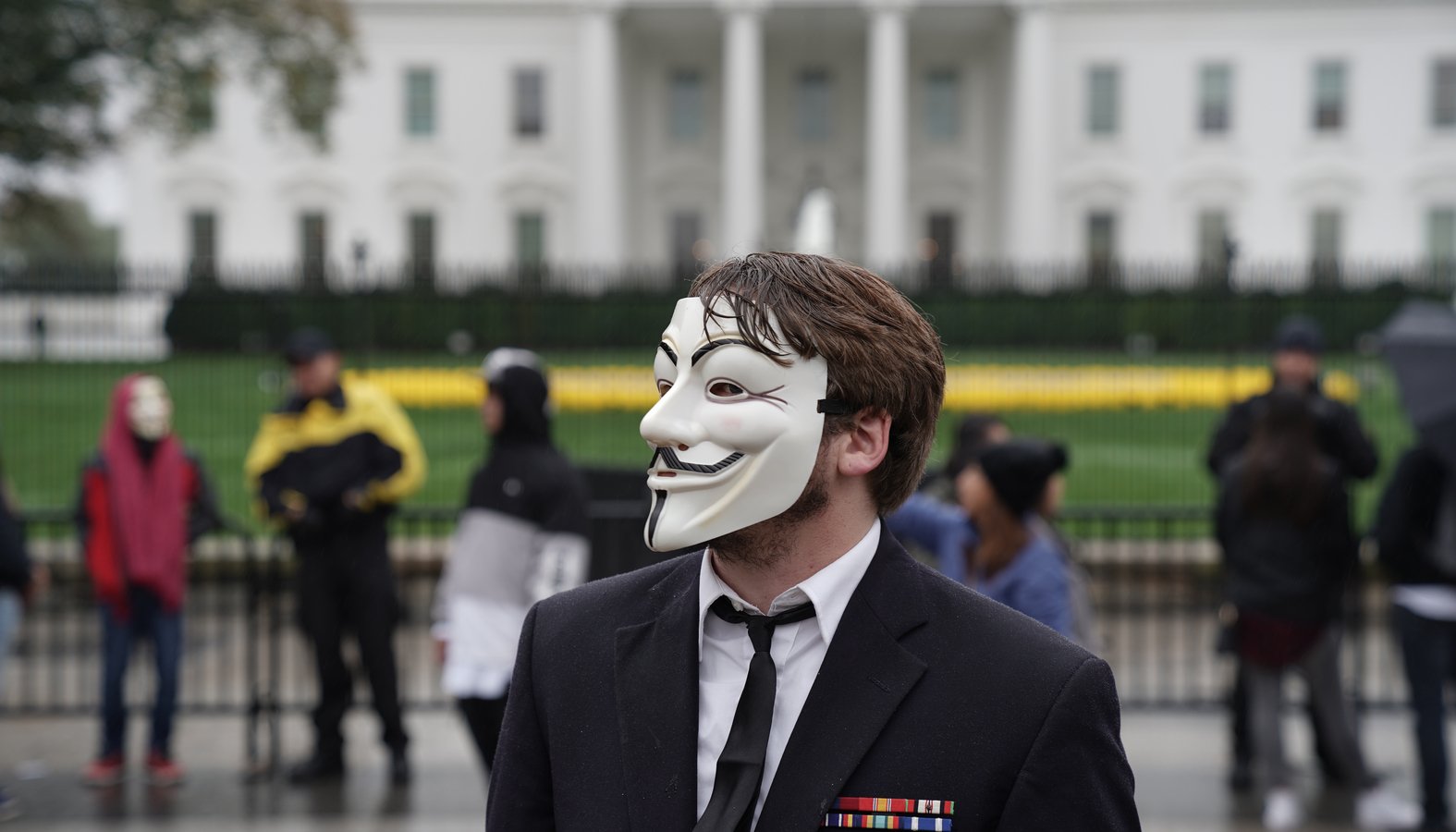 Activists celebrating Guy Fawkes Day at the White House in 2017. (Shutterstock)