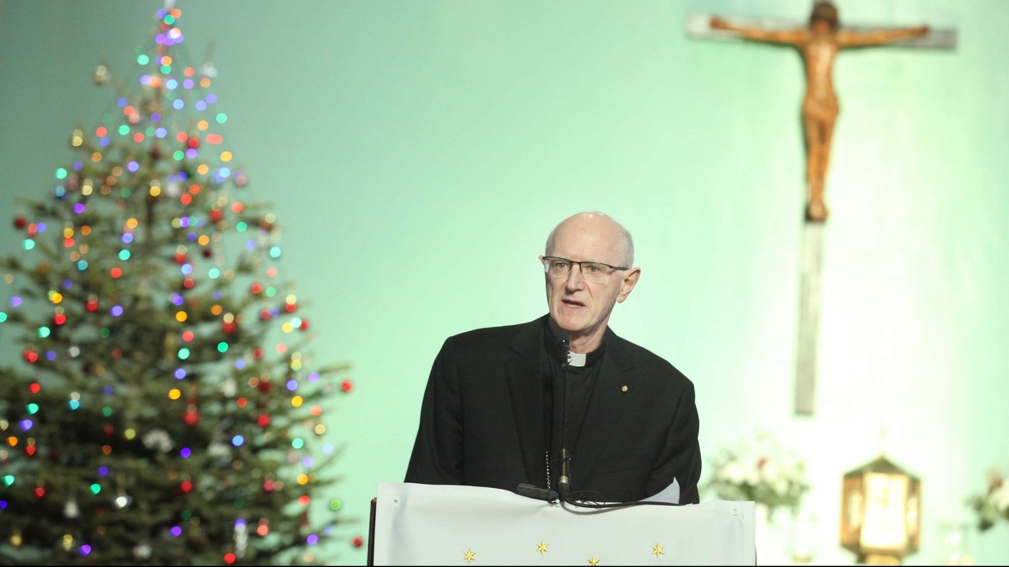 Dublin Archbishop Dermot Farrell speaks at Our Lady of Lourdes Church in Dublin Dec. 29, 2020, after being named to head Ireland's largest diocese. (CNS photo/courtesy John Mc Elroy)