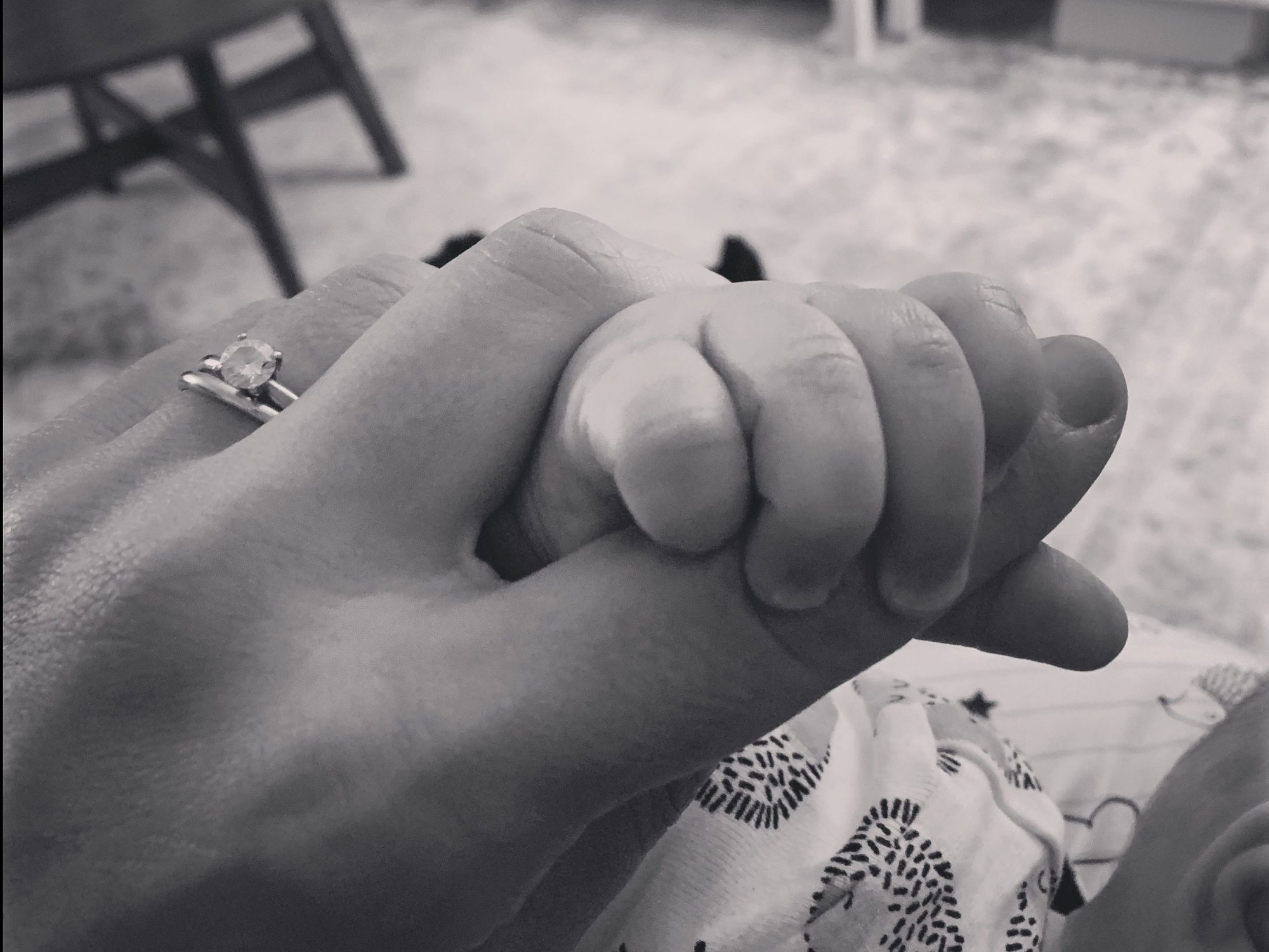 The author holding her son's hand on Mother's Day, 2020. (Elise Italiano Ureneck)