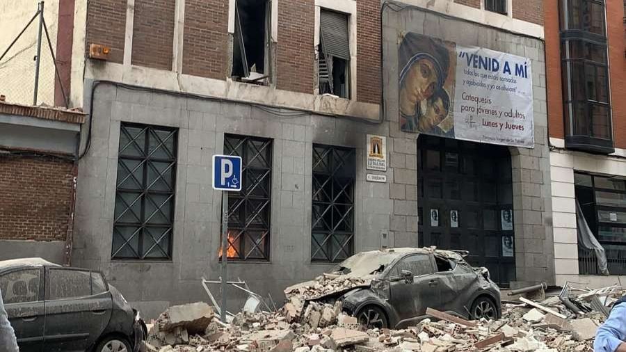 The aftermath of the explosion near the Puerta de Toledo in Madrid, Spain, Jan. 20, 2021. (@Jnxx251/Twitter via CNA)