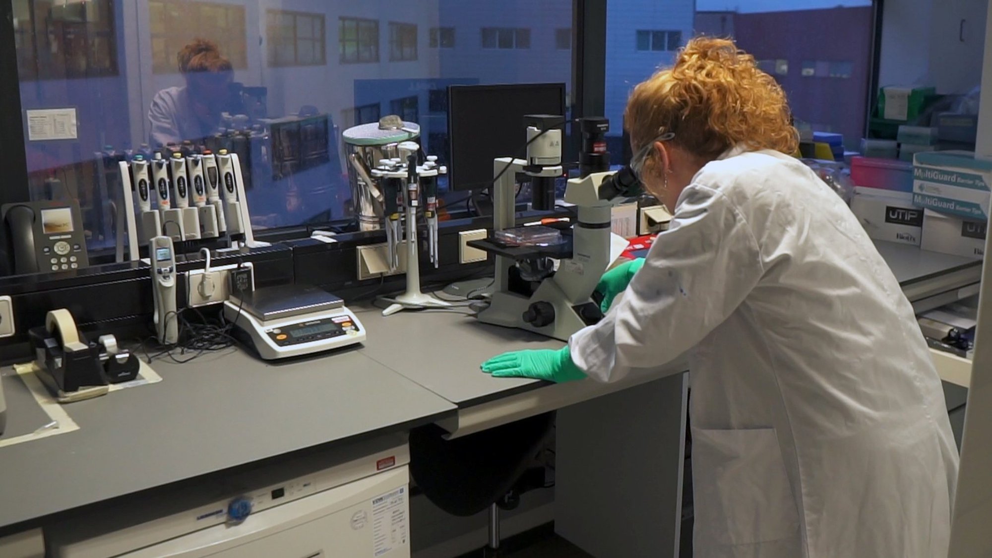 A Johnson & Johnson scientist works in a laboratory during the development and testing of the Janssen COVID-19 vaccine in this undated photo. The U.S. Food and Drug Administration approved use of the company's one-shot vaccine Feb. 27, 2021. (CNS photo/Johnson & Johnson, Handout via Reuters)