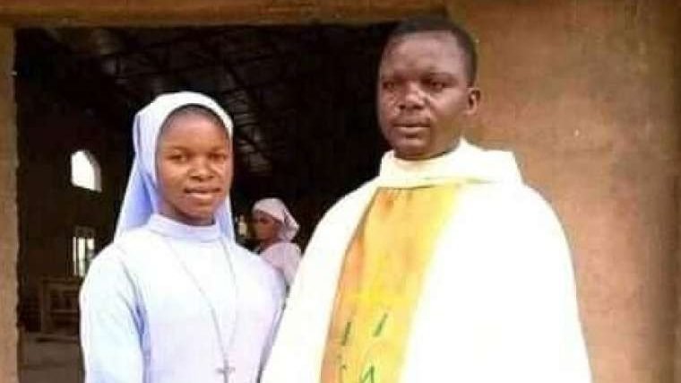 Fr. Ferdinand Fanen Ngugban with a religious sister. (Courtesy photo via CNA)