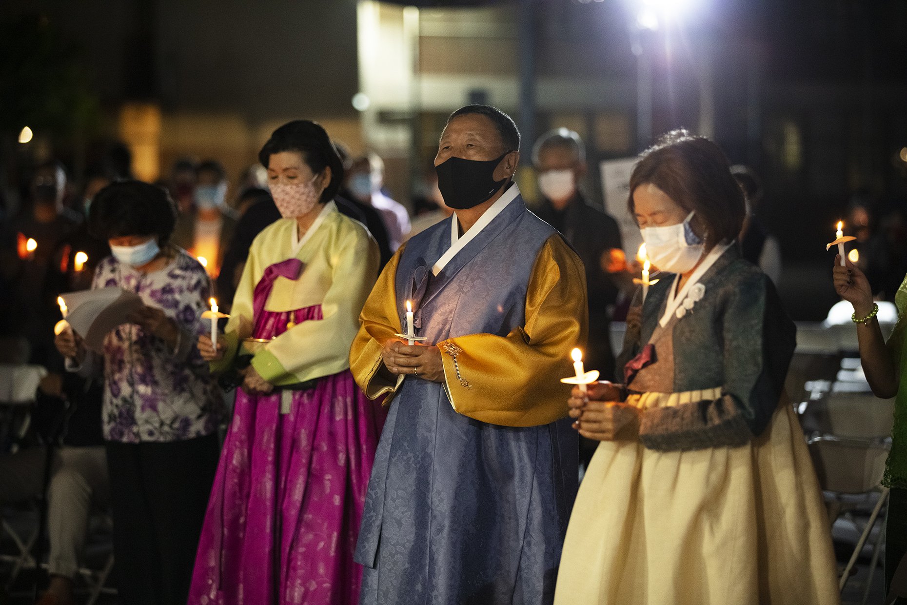 Members of the Asian-American and Pacific Islander community turned out March 31 for the Prayer Vigil for Racial Acceptance at Incarnation Catholic Church in Glendale, CA. The service was presided by Archbishop Jose H. Gomez. Auxiliary Bishop Alex Aclan was the homilist. (Victor Alemán)