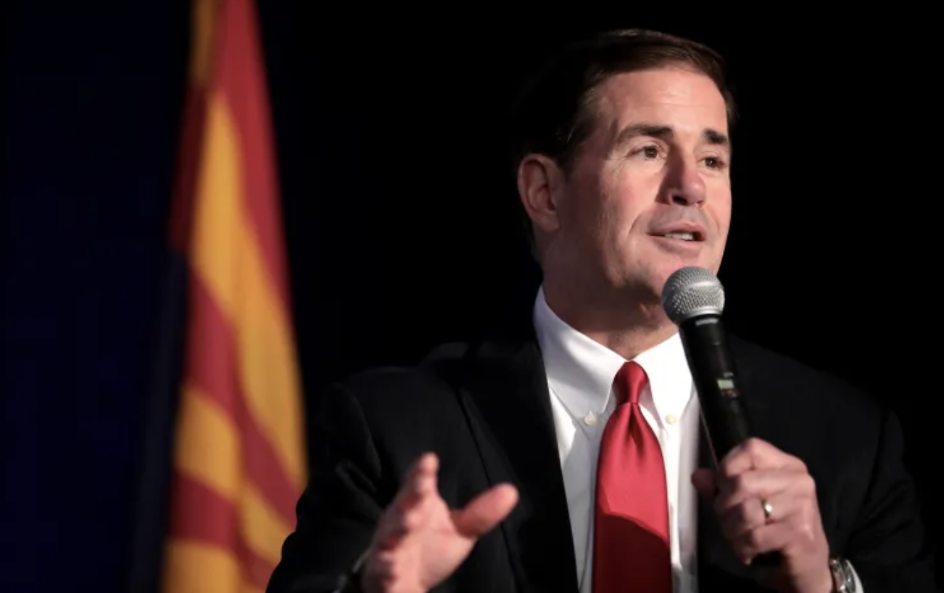 Arizona Gov. Doug Ducey, who has signed a law barring abortions based on non-fatal genetic disorders, speaks at an awards luncheon in Scottsdale, Ariz., June 17, 2019. (Gage Skidmore via Flickr, CC BY-SA 2.0)