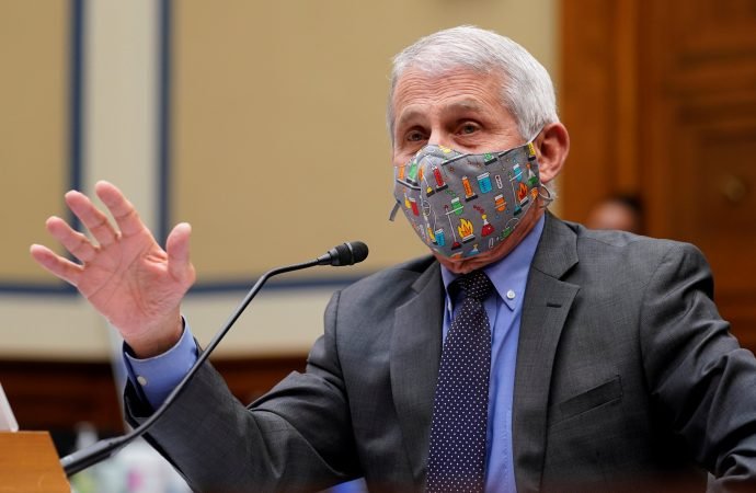 Dr. Anthony Fauci, director of the National Institute of Allergy and Infectious Diseases, speaks during a hearing on the Capitol Hill in Washington April 15, 2021. Fauci and Cardinal Gianfranco Ravasi, president of the Pontifical Council for Culture, delivered opening remarks May 6 at a three-day international online conference on health care for a healthier world. (Susan Walsh/Pool via Reuters via CNS)