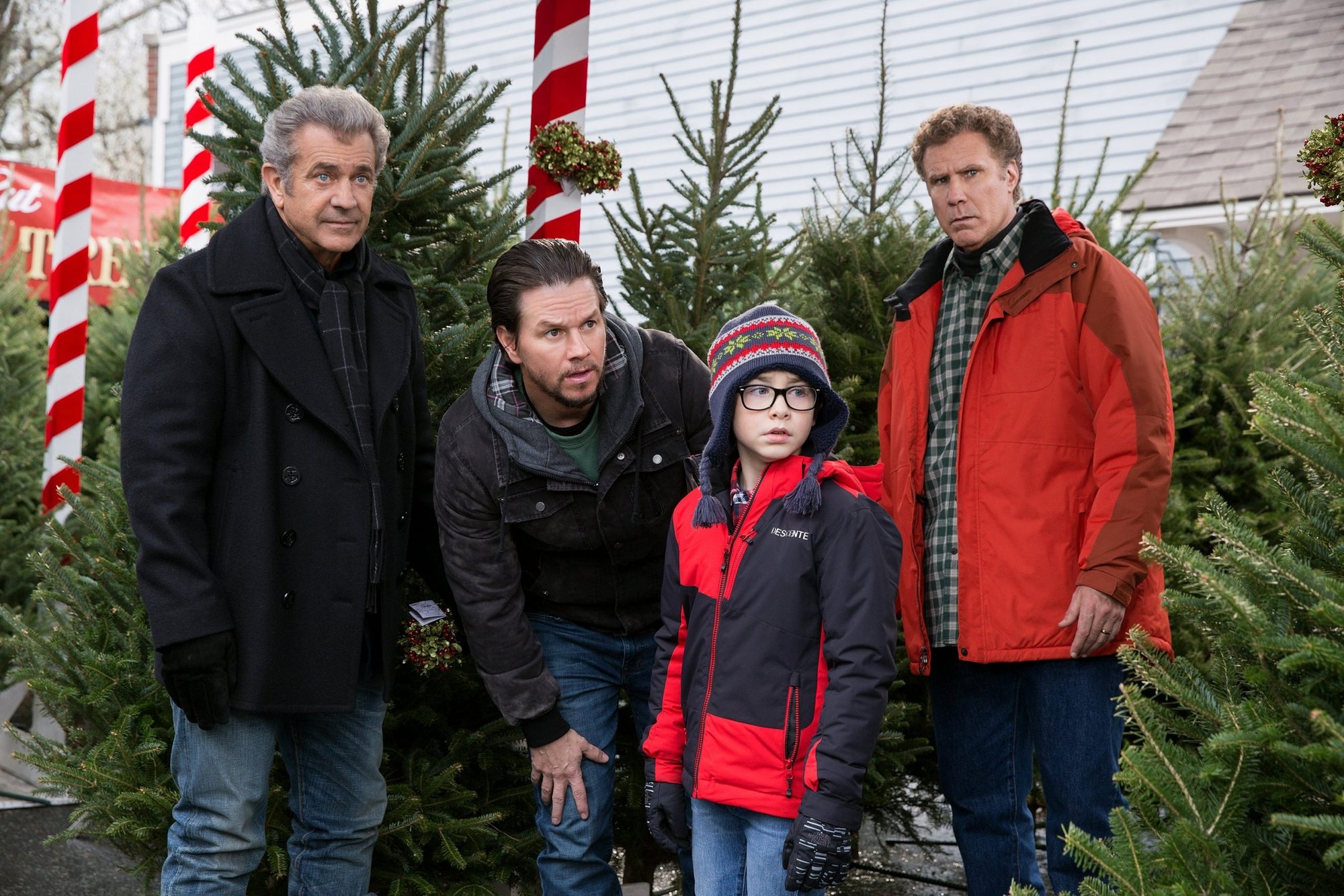 Mel Gibson, Mark Wahlberg, Owen Wilder Vaccaro and Will Ferrell star in a scene from the movie "Daddy's Home 2." Catholic actors Mark Wahlberg and Mel Gibson will star in the upcoming movie "Stu," which tells the story of a Father Stuart Long, a onetime boxer who became a priest and died in 2014. (CNS photo/Paramount)