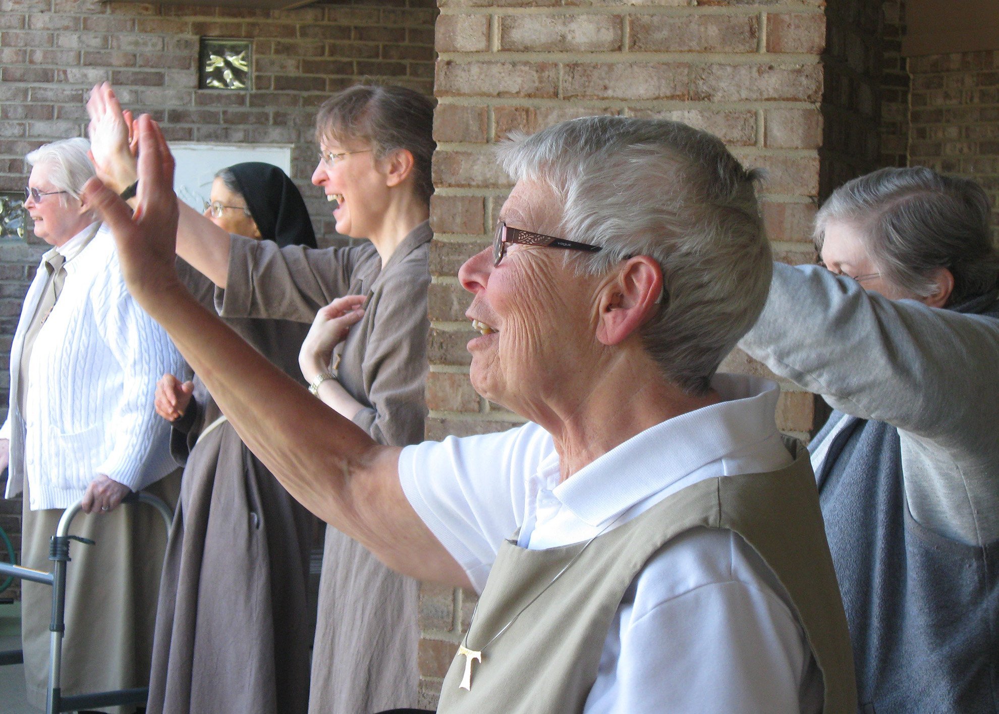 Poor Clare sisters are seen during an Easter parade at their cloistered community in Travelers Rest, S.C., April 4, 2021. (CNS photo/Deirdre Mays)