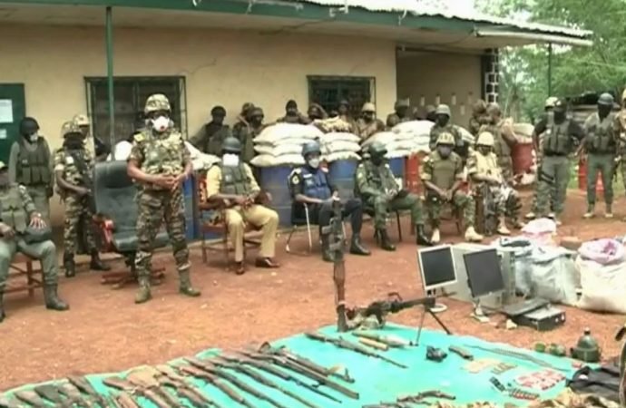 Cameroon military displaying weapons seized from separatists in Bamenda, March 4, 2021. (Moki Edwin Kindzeka/VOA via Crux)
