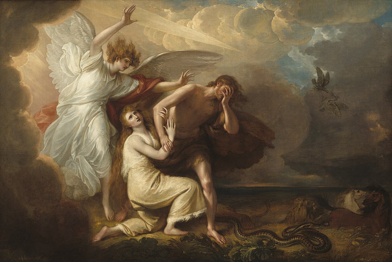 “The Expulsion of Adam and Eve from Paradise,” by Benjamin West, 1738-1820, American. (Wikimedia)