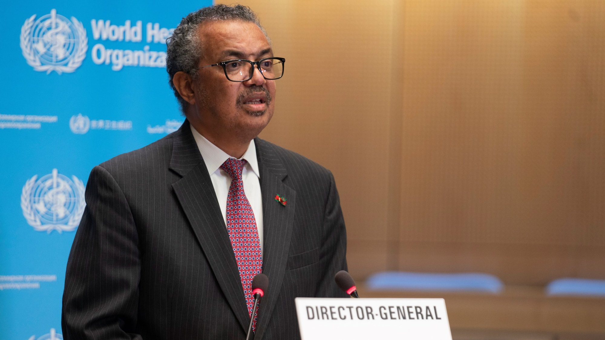 Tedros Adhanom Ghebreyesus, director-general of the World Health Organization, speaks as he attends the World Health Assembly amid the coronavirus pandemic in Geneva May 24, 2021. The World Health Assembly adopted a resolution to formalize the participation of the Holy See in WHO as a non-member state observer. (CNS photo/Christopher Black/World Health Organization, handout via Reuters)