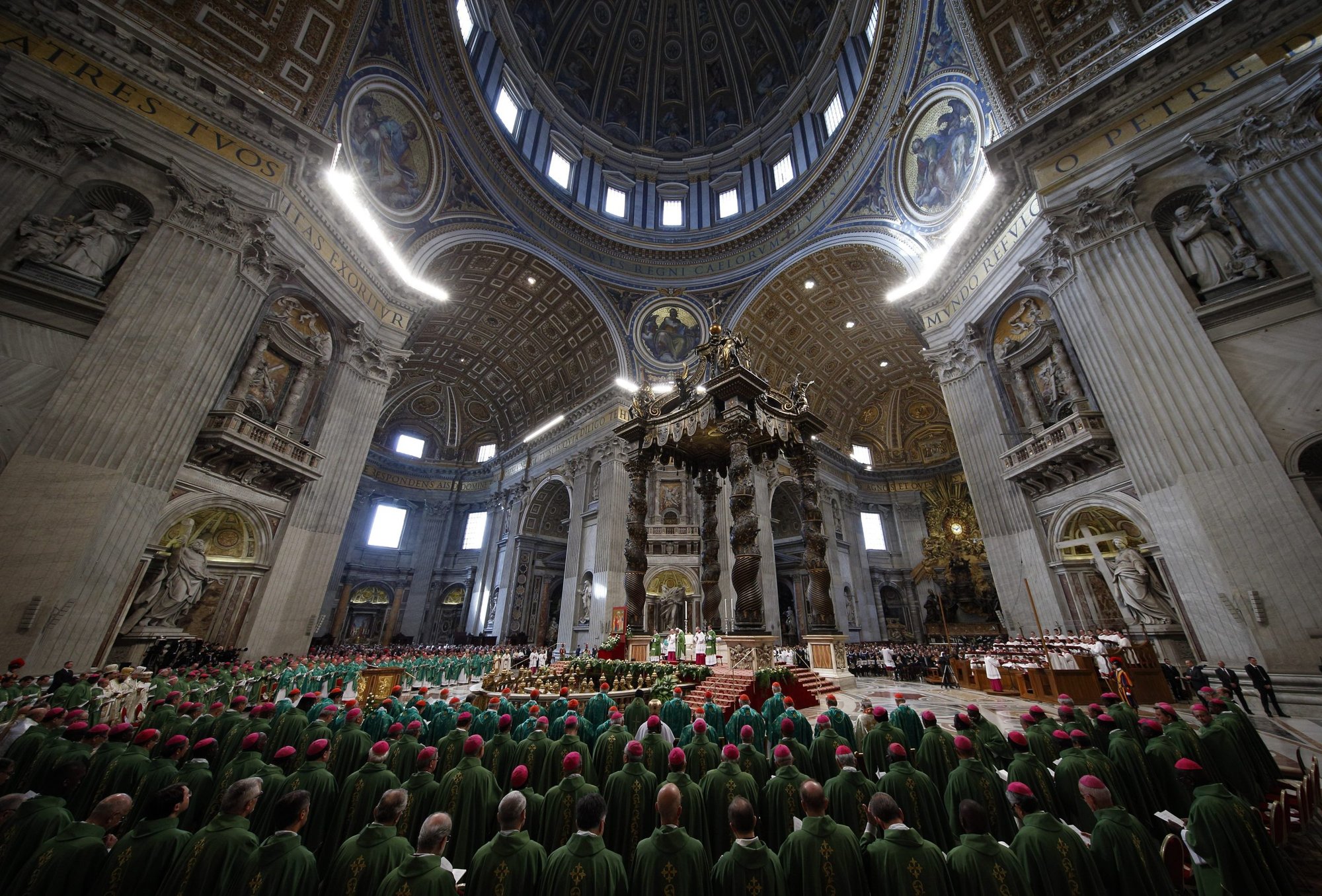 Pope Francis celebrates the closing Mass of the Synod of Bishops on the Family in St. Peter's Basilica in 2015. (CNS/Paul Haring)