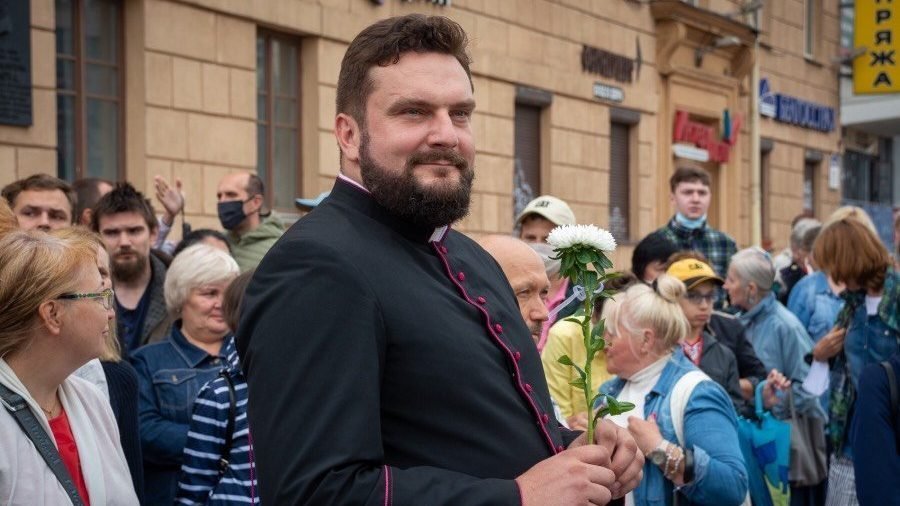 Father Yuri Sanko, spokesman for the Belarusian bishops' conference, is pictured in an undated photo. Father Sanko has downplayed a police raid on the Minsk's Catholic cathedral July 4, 2021, although a prominent lay Catholic warned arrests elsewhere suggested the move could signal further police action. (CNS photo/courtesy Father Yuri Sanko)