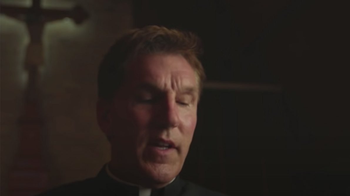 Father James Altman, pastor at St. James the Less Catholic Church in La Crosse, Wis., is seen in his YouTube video. In the clip he attacks Catholics who are Democrats. Bishop William P. Callahan removed him as pastor July 9, 2021. (CNS photo/YouTube screen grab)