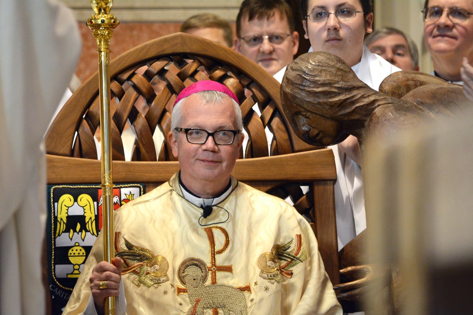 Bishop Donald J. Hying during his 2015 installation Mass at Holy Angels Cathedral as the fourth bishop of the Diocese of Gary, Indiana. (CNS photo/Anthony D. Alonzo, Northwest Indiana Catholic)
