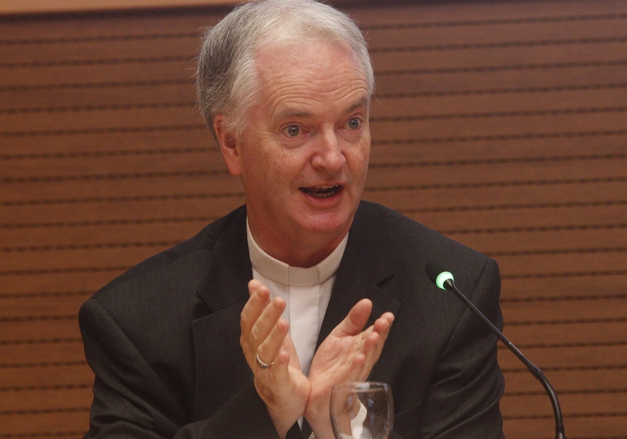 Bishop Paul Tighe, secretary of the Pontifical Council for Culture, in 2019. (CNS photo/Robert Duncan)
