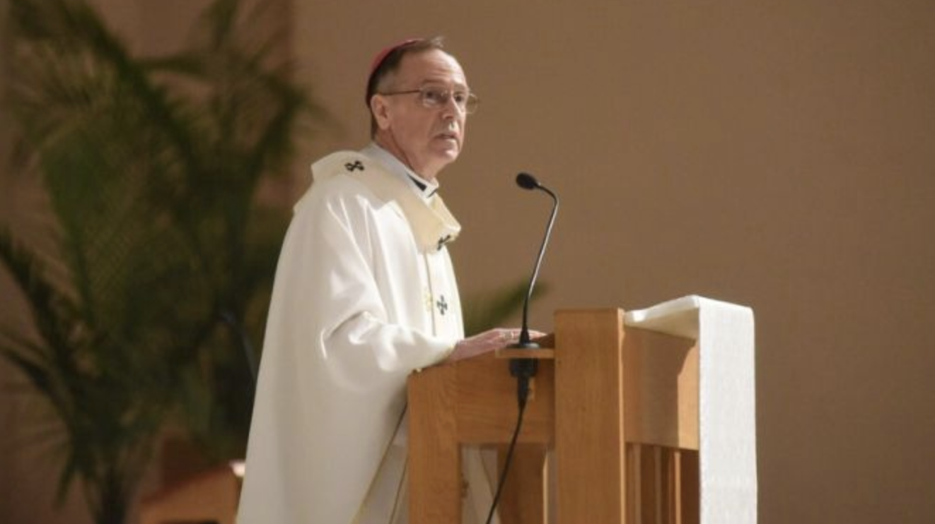 Archbishop Charles C. Thompson during the 2021 Chrism Mass at SS. Peter and Paul Cathedral in Indianapolis. (Sean Gallagher, The Criterion via CNA)