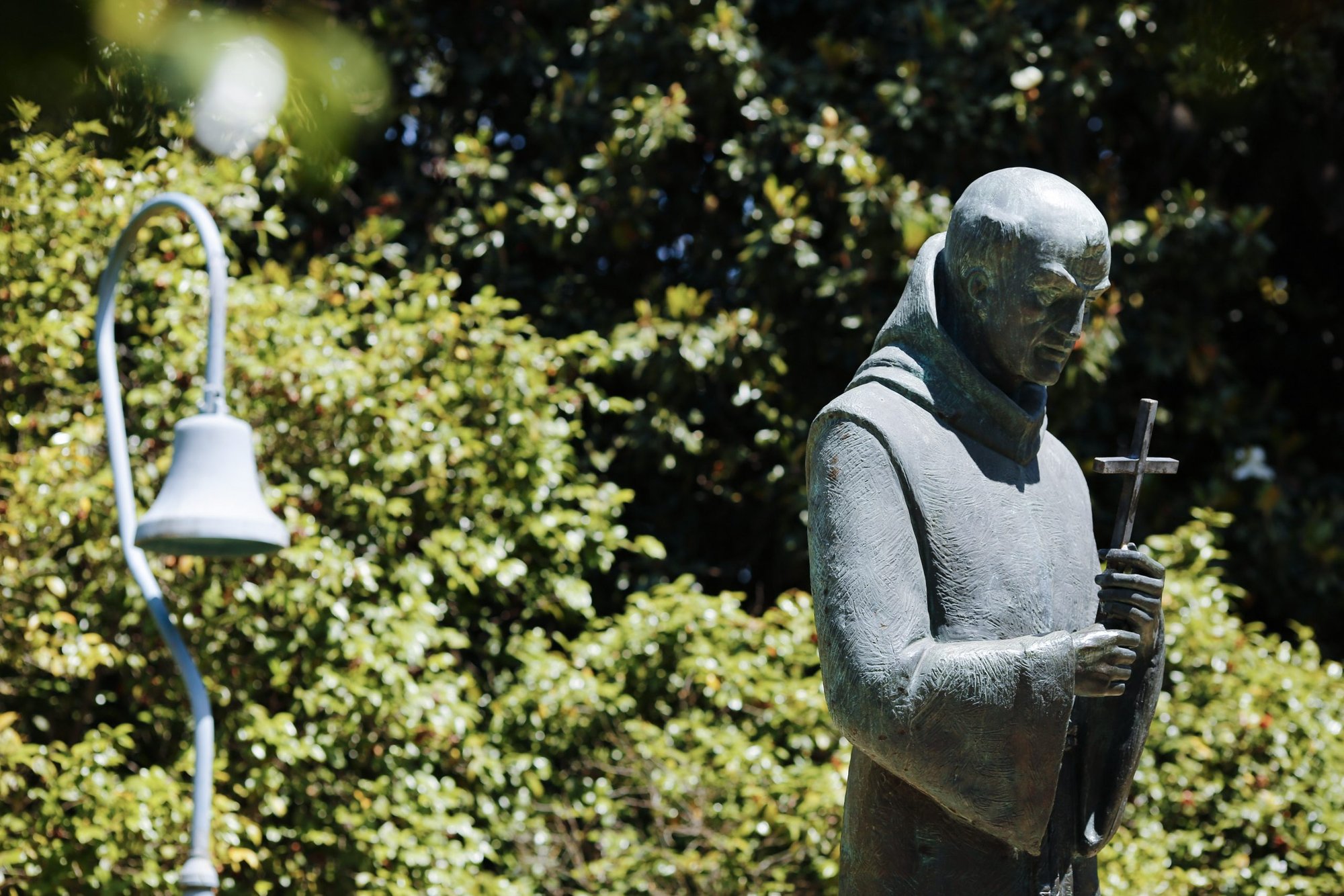 A statue of St. Junipero Serra in Sacramento, Calif., is seen in this 2015 file photo. It was torn down by a group of demonstrators late July 4, 2020. (CNS photo/Nancy Wiechec)
