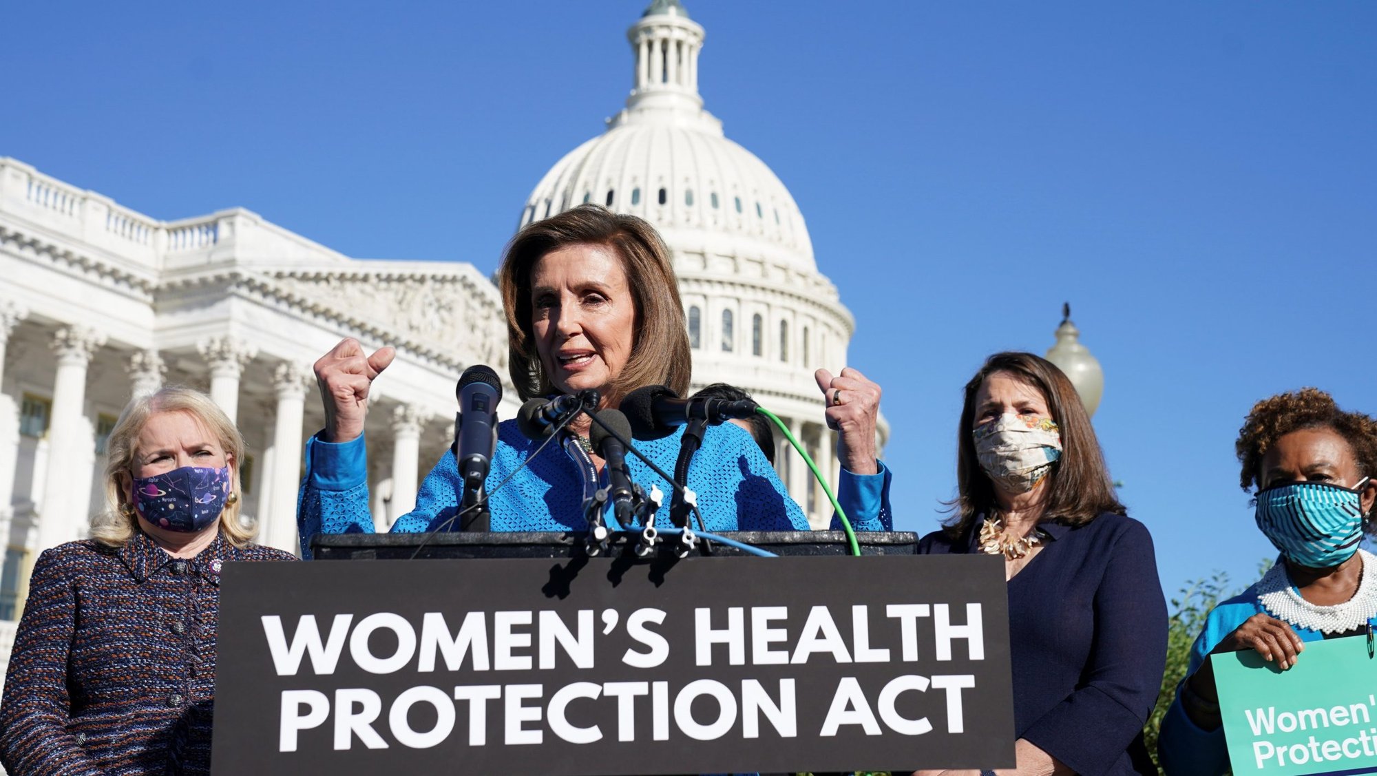 House Speaker Nancy Pelosi, D-Calif., speaks during a news conference on Capitol Hill in Washington Sept. 24, 2021, about the Women's Health Protection Act, which establishes a legal right to abortion in all 50 states under federal law. The measure passed in a 218-211 vote. (CNS photo/Kevin Lamarque, Reuters)