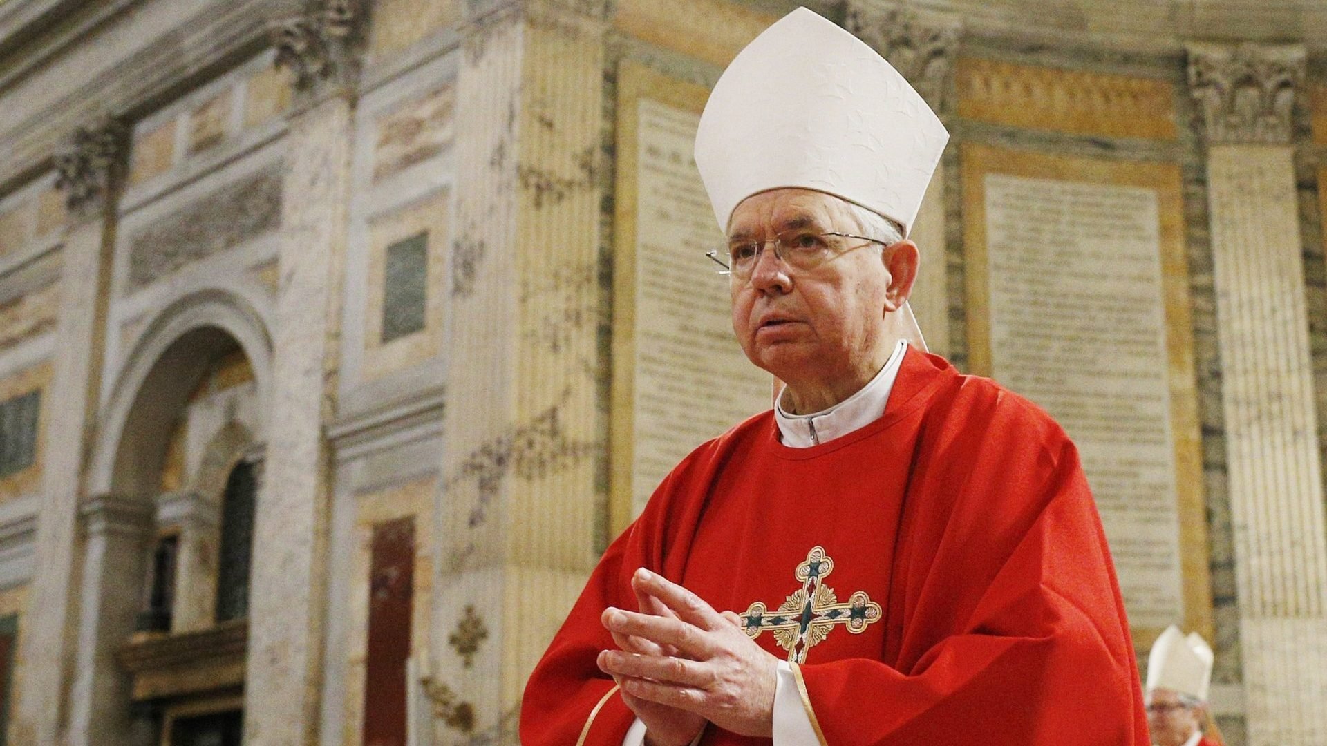 Archbishop José H. Gomez of Los Angeles, president of the U.S. Conference of Catholic Bishops, is seen at the Basilica of St. Paul Outside the Walls in Rome Jan. 31, 2020. (CNS photo/Paul Haring)