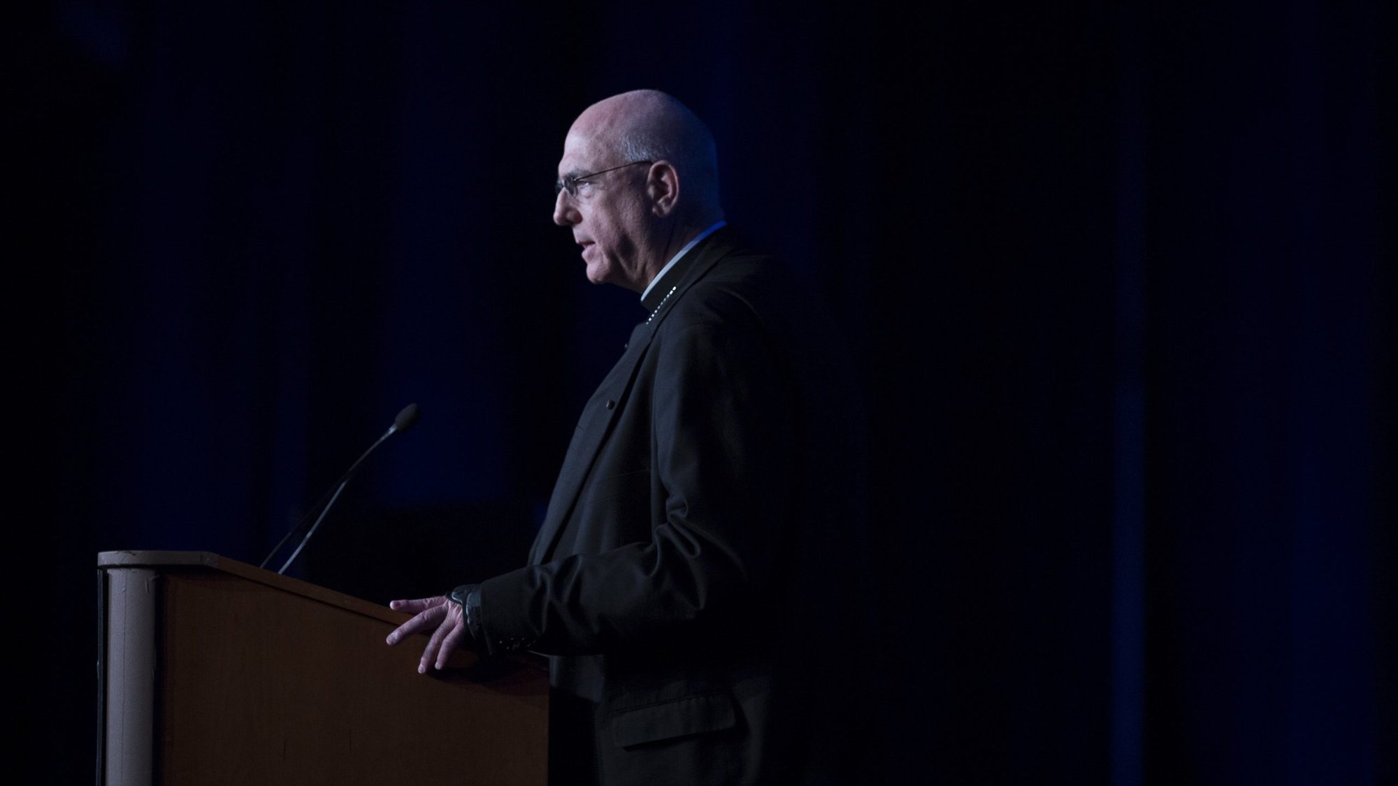 Archbishop Joseph F. Naumann of Kansas City, Kan., speaks during the National Catholic Prayer Breakfast in Washington May 24, 2018. (CNS photo/Tyler Orsburn)