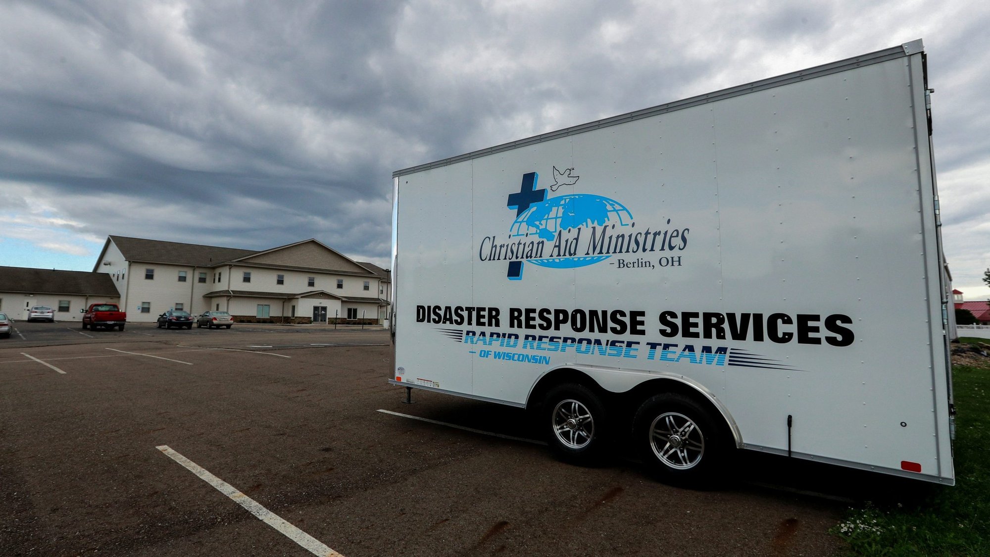A disaster response trailer sits outside the home office of Christian Aid Ministries in Millersburg, Ohio, Oct. 17, 2021. Sixteen Americans and one Canadian from the group were kidnapped in Haiti Oct. 16. (CNS photo/Aaron Josefczyk, Reuters)