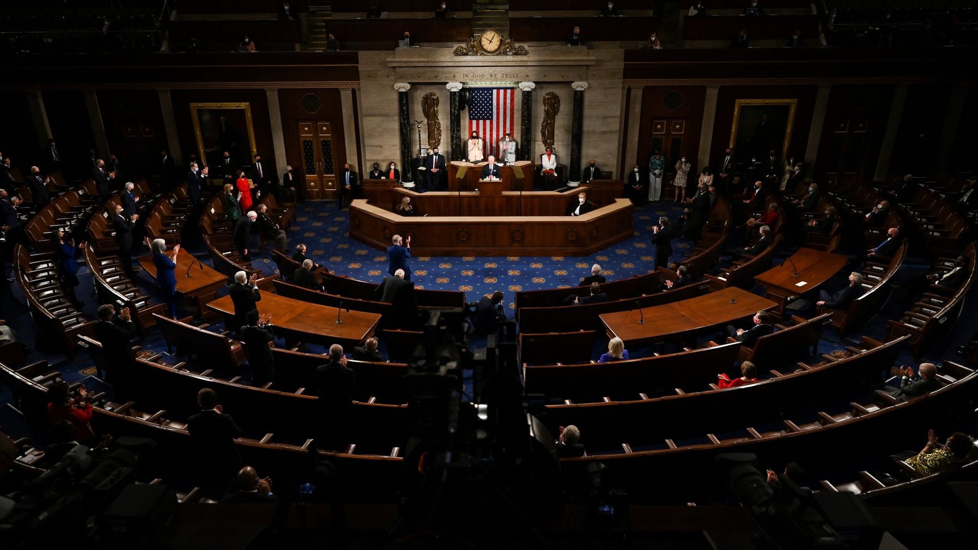 President Joe Biden addresses a joint session of Congress in the House chamber of the U.S. Capitol in Washington April 28, 2021. The chairmen of the U.S. bishops' religious liberty and pro-life committees in a joint statement Oct. 22 urged the U.S. Senate to include the Hyde and Weldon amendments and other "long-standing, bipartisan pro-life provisions" in several appropriations bills that senators have advanced. (CNS photo/Jim Watson, Pool via Reuters)