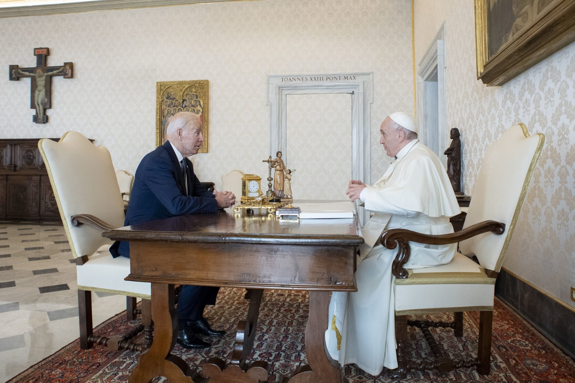 U.S. President Joe Biden meets with Pope Francis at the Vatican Oct. 29. (CNS photo/Vatican Media)