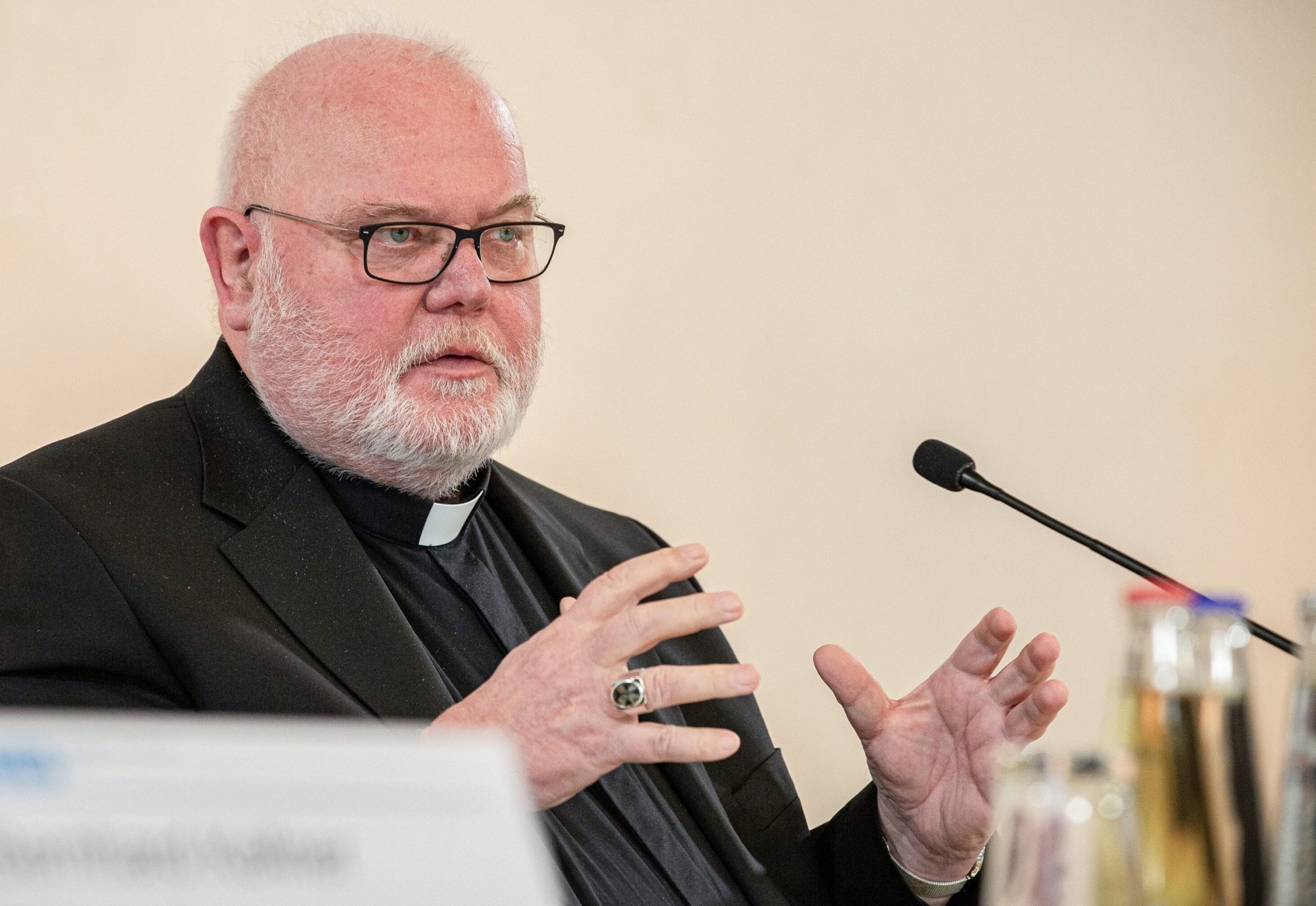 German Cardinal Reinhard Marx of Munich and Freising gives a statement on the Munich abuse report to the media Jan. 27, 2022. The news conference came a week after the publication of the report on abuse in his archdiocese. (CNS photo/Robert Kiderle, KNA)
