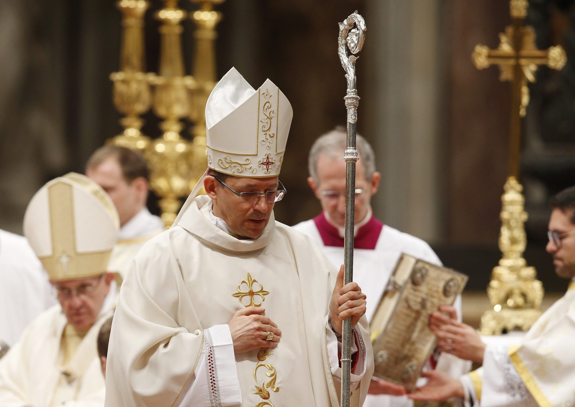 Archbishop Waldemar Sommertag, the Vatican ambassador to the Vatican, is pictured in St. Peter's Basilica at the Vatican March 19, 2018. The Vatican called Nicaragua's expulsion of the Vatican ambassador "grave and unjustified" as the rift deepened between the Catholic Church and the government of Nicaraguan President Daniel Ortega. (CNS photo/Paul Haring)