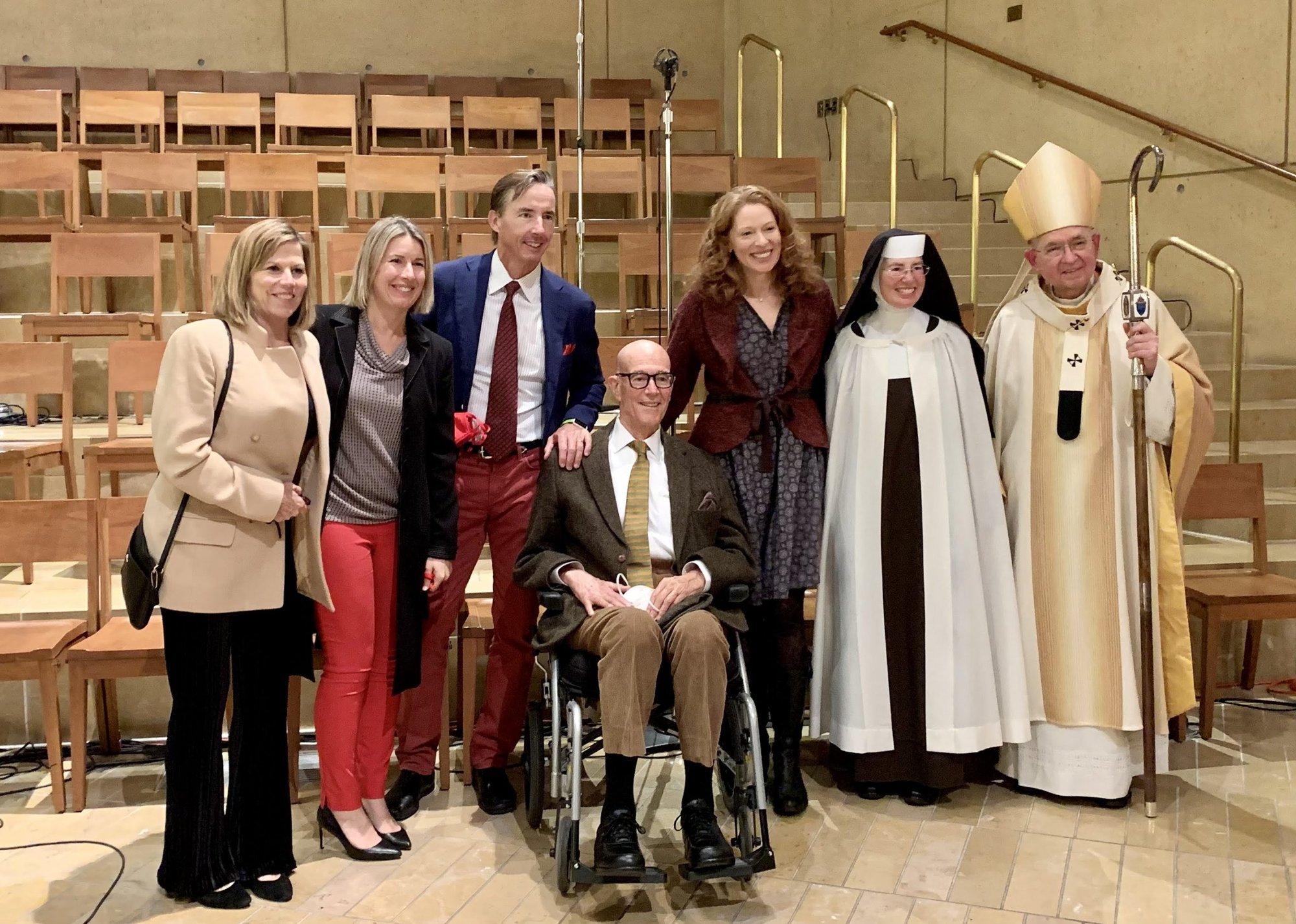 Dan Murphy Foundation trustees with Archbishop Gomez at the first performance of the Cathedral Children's Chorus on Christmas Eve 2021.