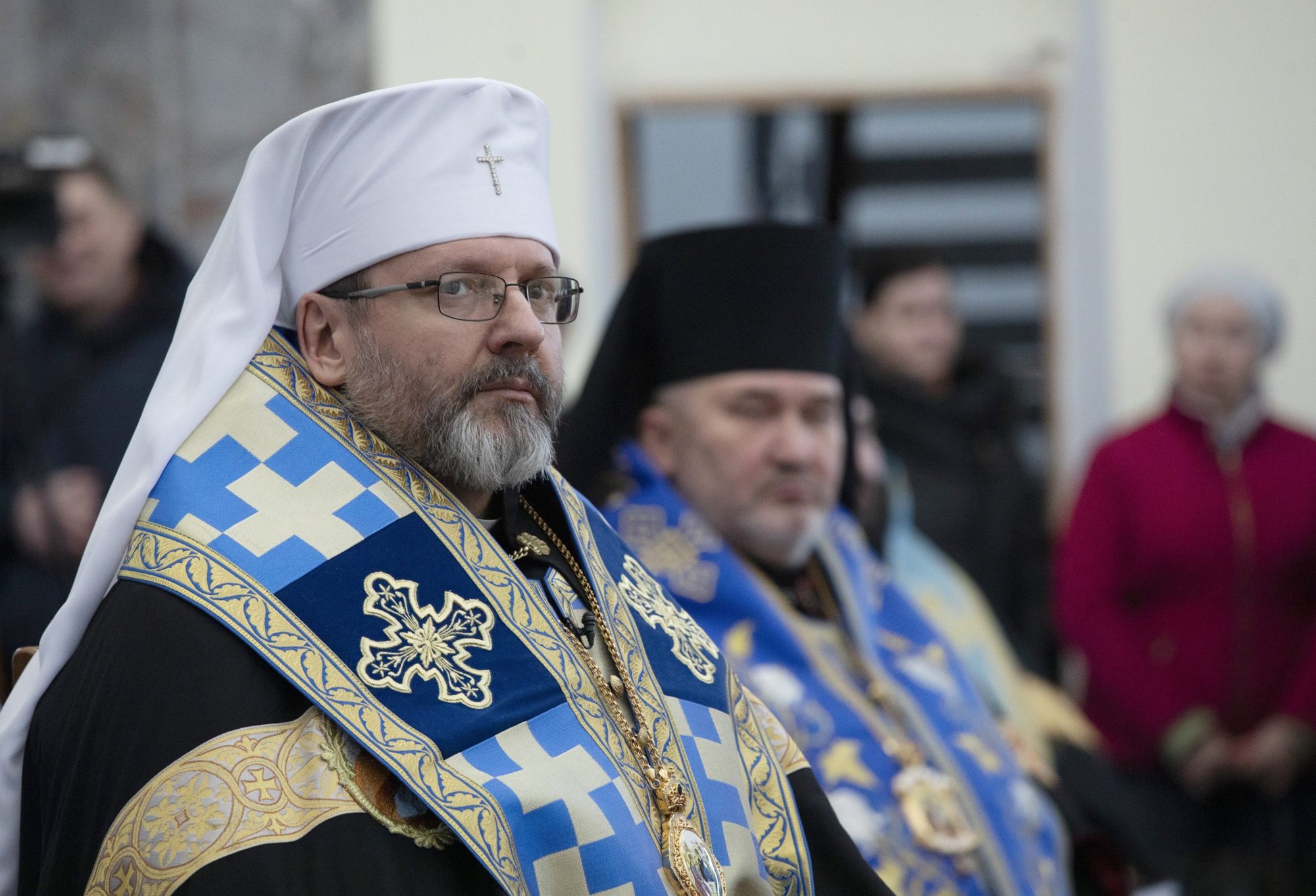 Archbishop Sviatoslav Shevchuk of Kyiv-Halych, major archbishop of the Ukrainian Catholic Church, is pictured during a service in the Cathedral of the Mother of God in Zarvanytsia, April 25, 2022. (CNS photo/Ukrainian Catholic Church)