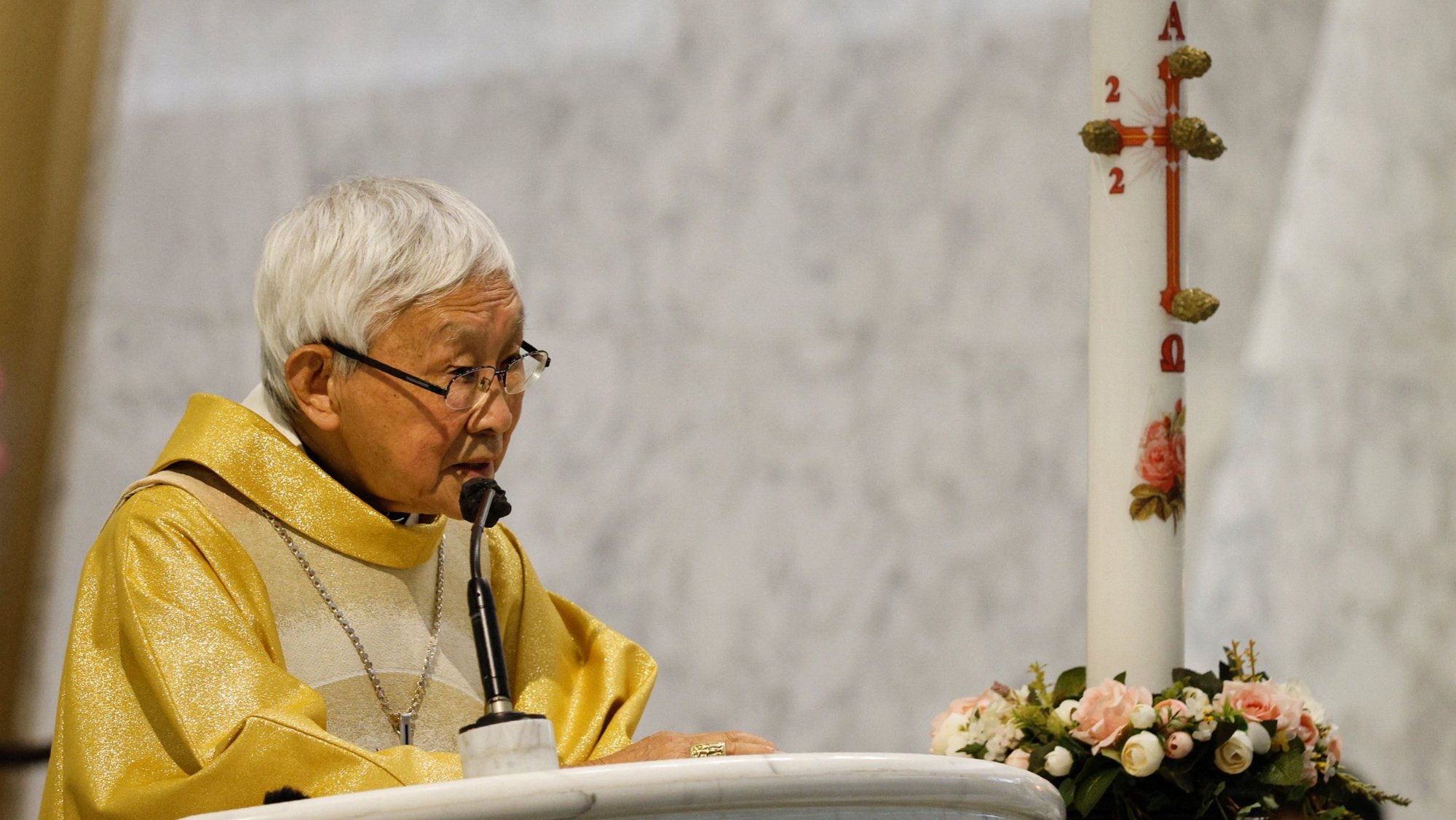 Cardinal Joseph Zen Ze-kiun, retired bishop of Hong Kong, celebrates Mass in Hong Kong May 24, 2022. May 24 is marked worldwide as the day for prayer for the church in China. (CNS photo/Tyrone Siu, Reuters)