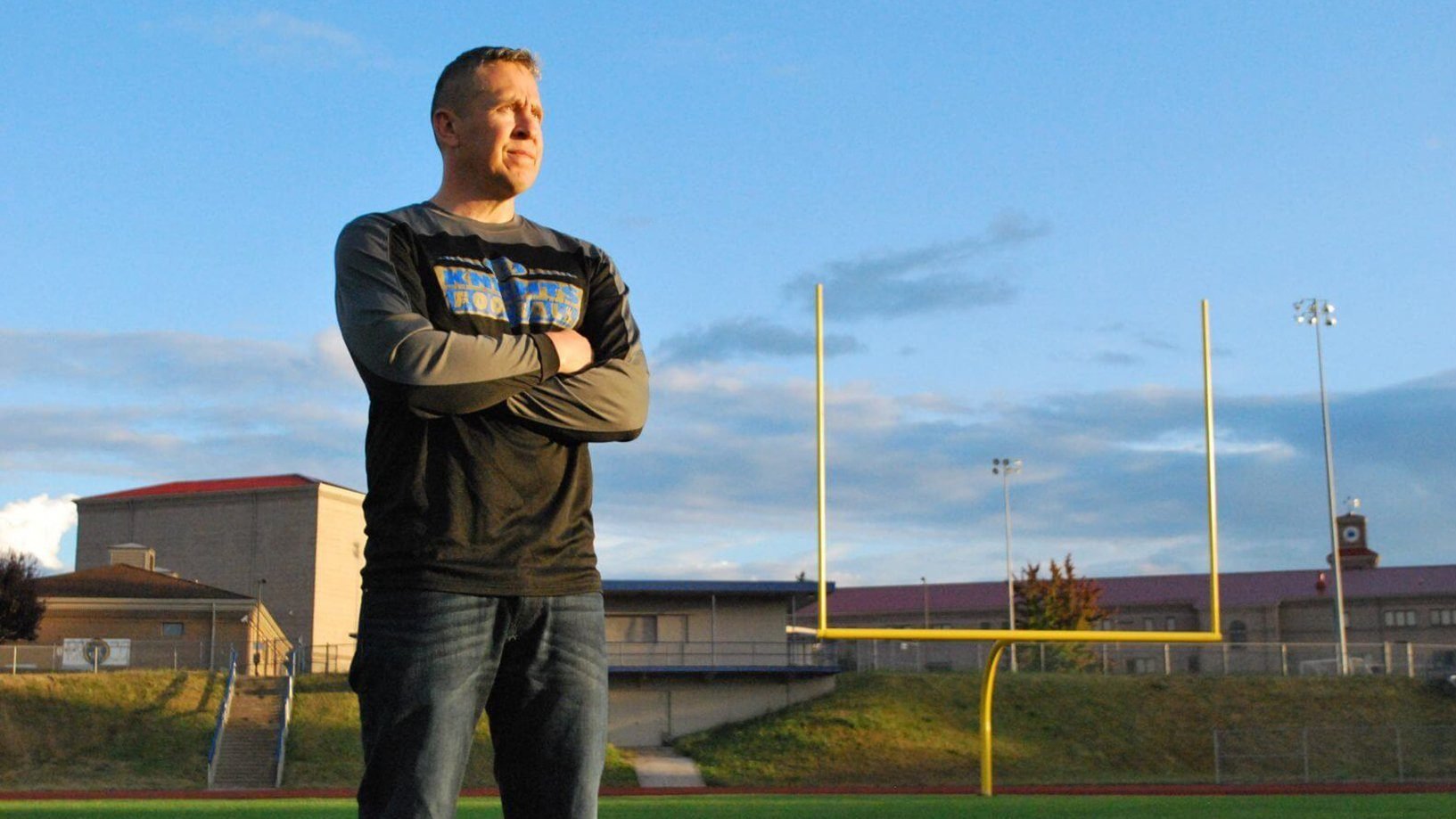 Joe Kennedy, former assistant coach at Bremerton High School outside of Seattle, is seen in this undated photo. In a decision June 27, 2022, the U.S. Supreme Court ruled 6-3 that Kennedy had a constitutional right to pray at the 50-yard line after his team's games. (CNS photo/courtesy First Liberty Institute)