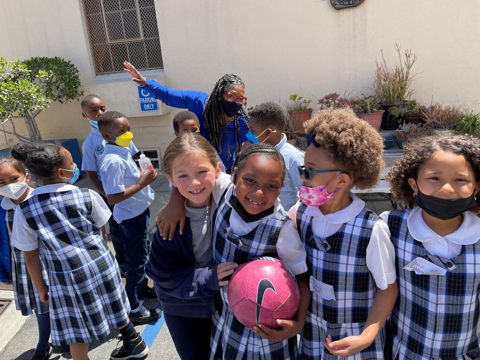 St. Monica's and Transfiguration first-graders at play during their day together on Tuesday, May 10. (Courtesy Neil Quinly)