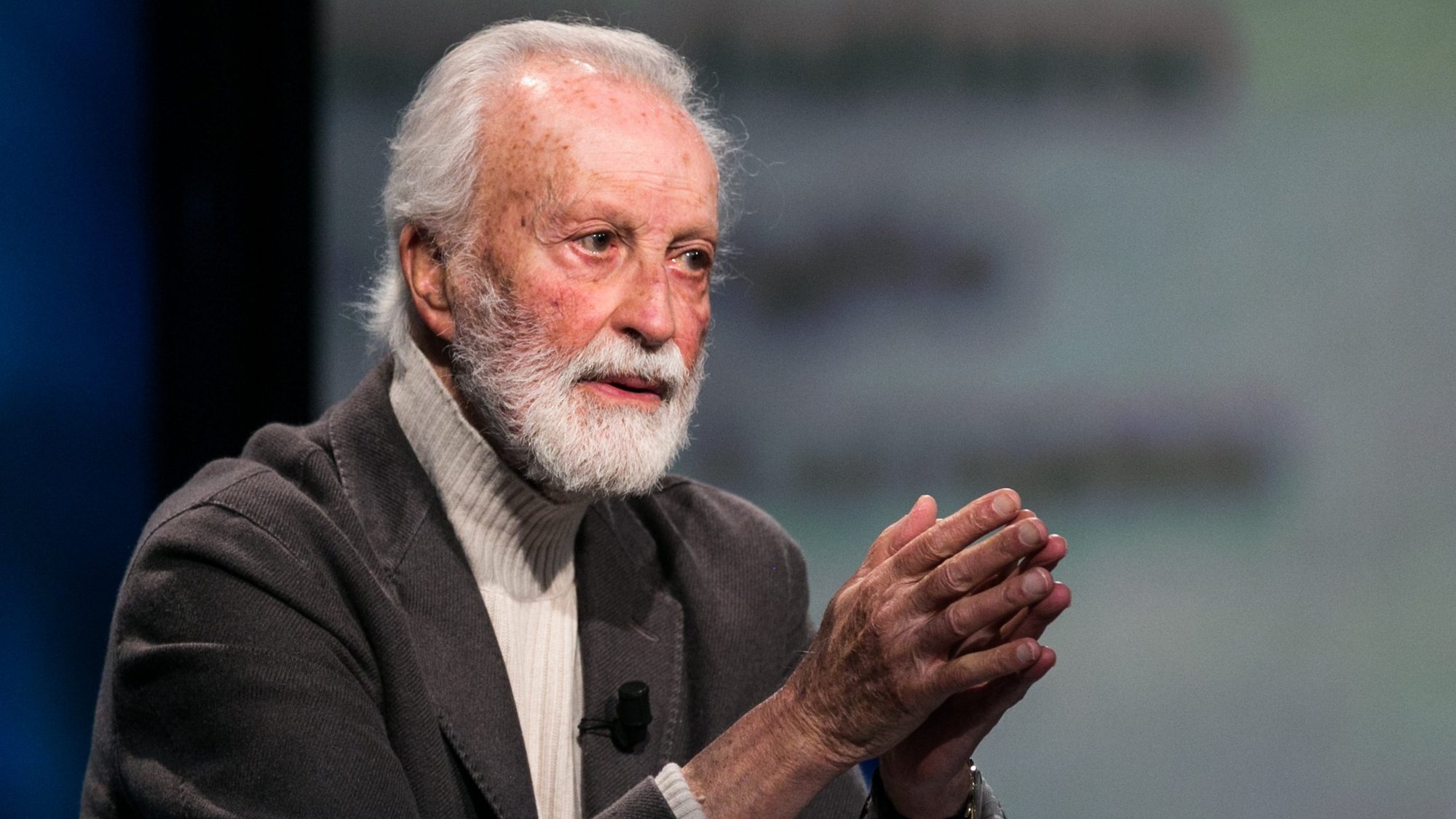 Italian journalist Eugenio Scalfari, co-founder and former editor of La Repubblica, speaks on Italian television Feb. 1. (CNS photo/Cristiano Minichiello, AFG)