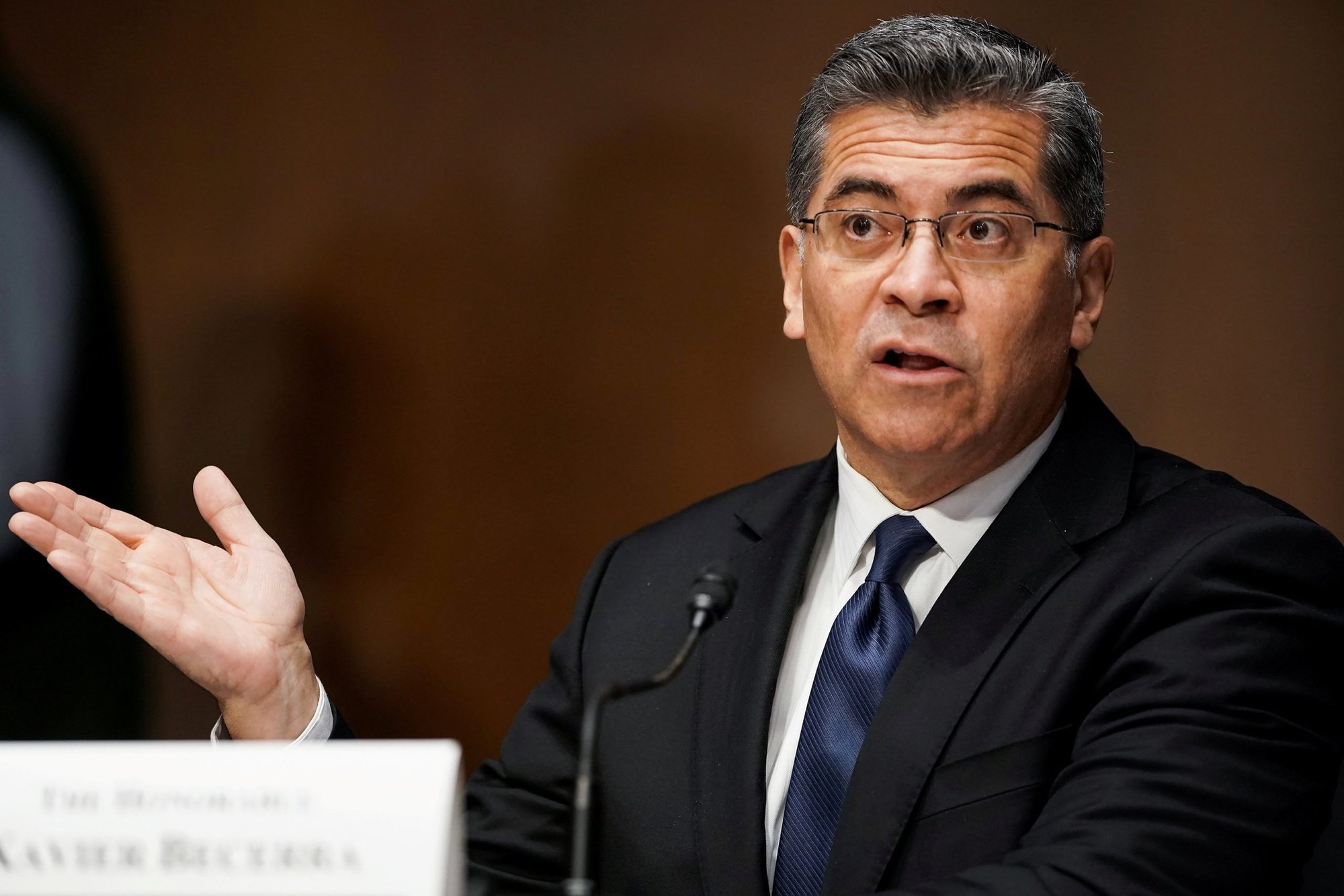Xavier Becerra is seen on Capitol Hill in Washington Feb. 24, 2021. (CNS photo/Greg Nash, Pool via Reuters)