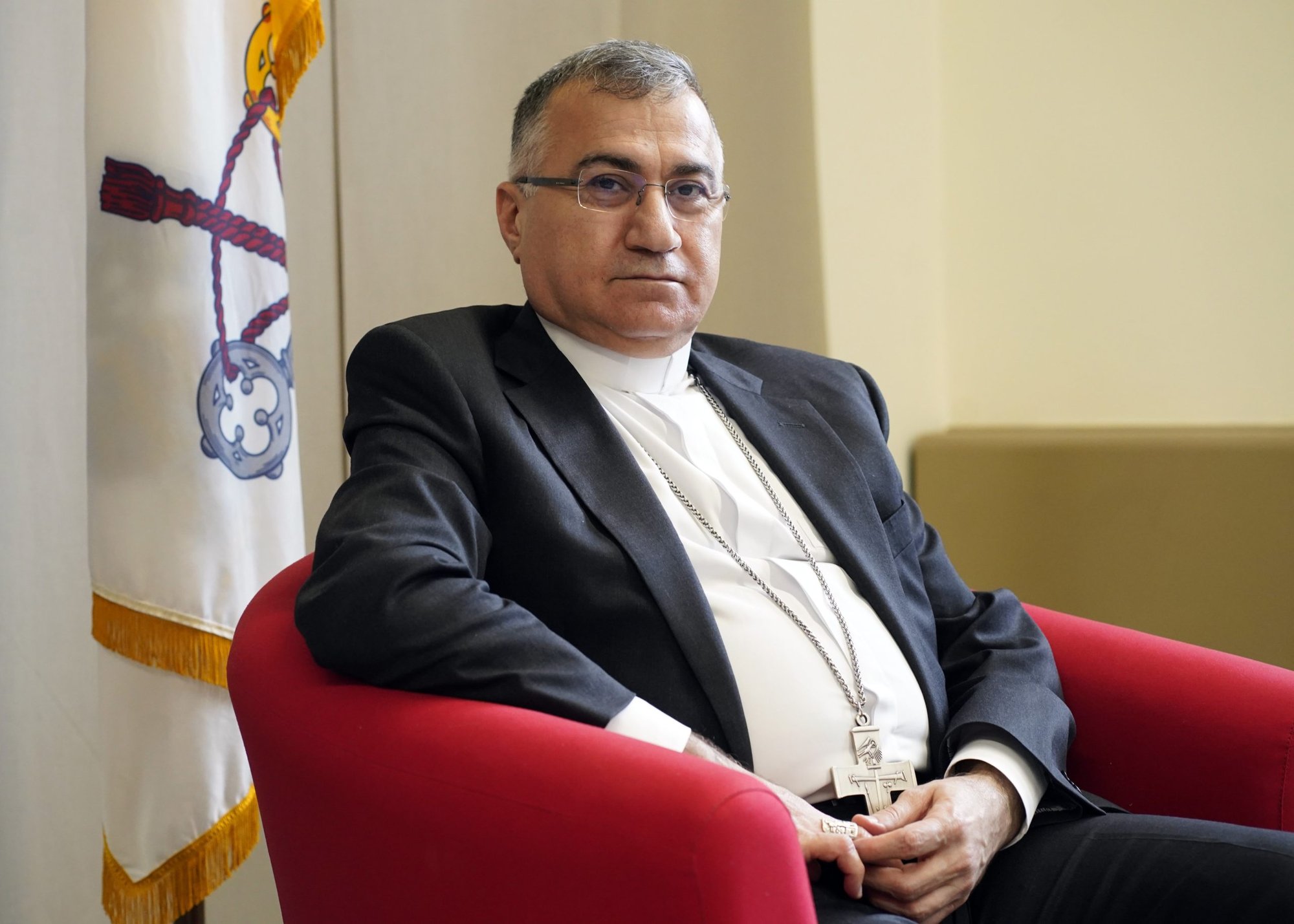 Chaldean Catholic Archbishop Bashar Warda of Irbil, Iraq, poses for a photo during his visit to the U.S. offices of Aid to the Church in Need in Brooklyn, N.Y., July 18, 2022. (CNS photo/Gregory A. Shemitz)