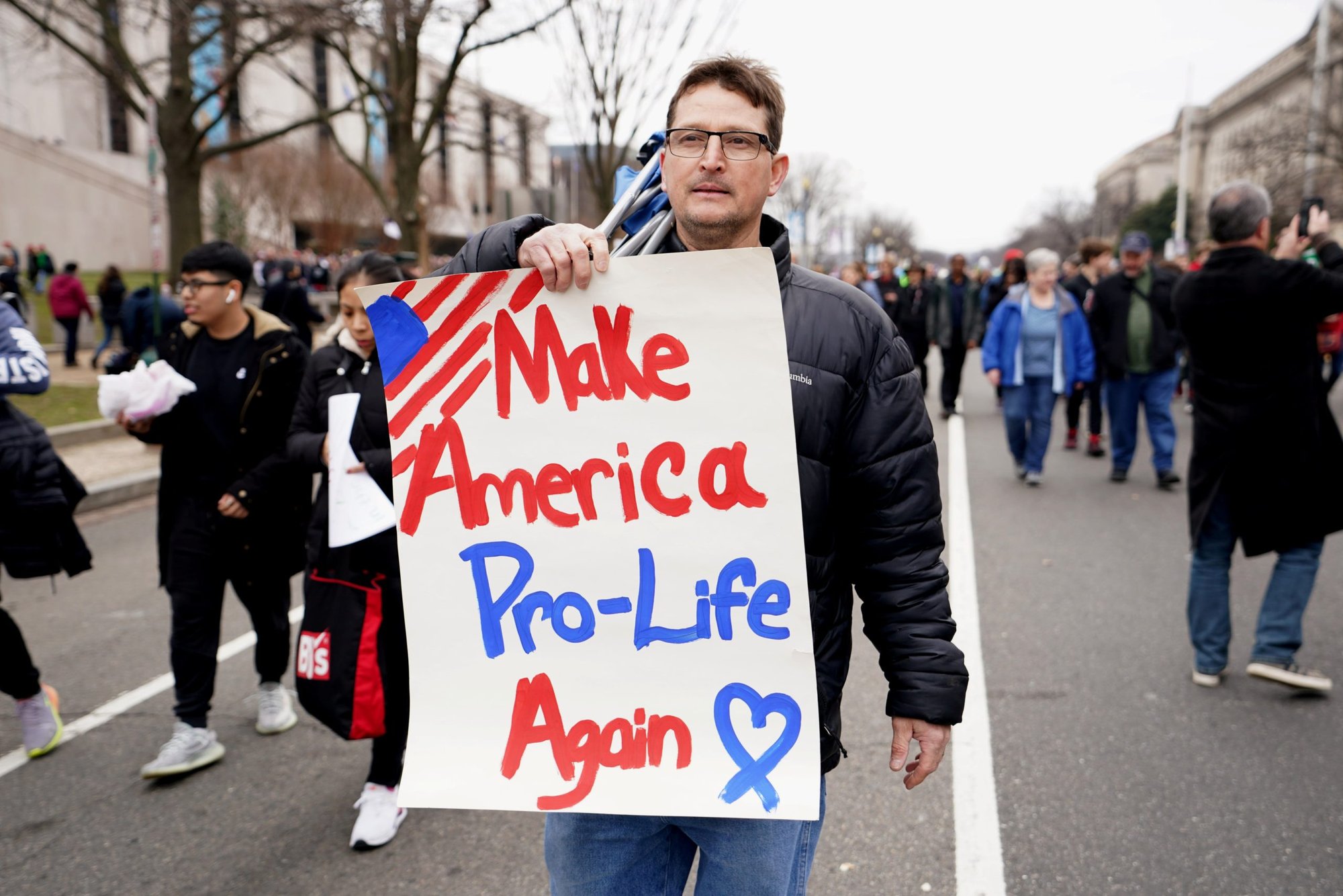 An pro-life supporter in Washington marches Jan. 4, 2020, during the 47th annual March for Life. (CNS photo/Kevin Lamarque, Reuters)