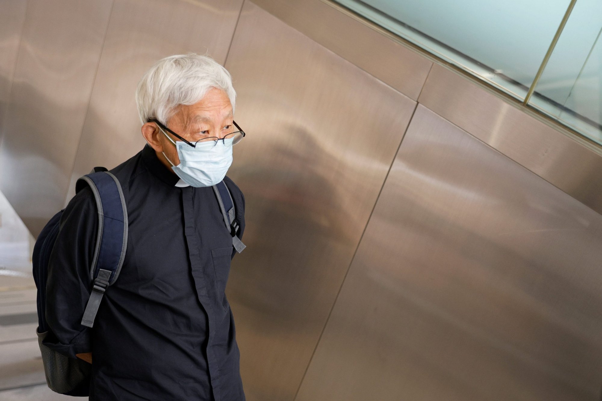 Cardinal Joseph Zen Ze-kiun, retired bishop of Hong Kong, arrives at West Kowloon Courts Oct. 15, 2020, to support pro-democracy activists who are facing charges related to an illegal vigil assembly commemorating the 1989 Tiananmen Square crackdown. At a pre-trial hearing in Hong Kong Aug. 9, 2022, a judge announced that Cardinal Zen and four other defendants will face a five-day trial Sept. 19-23 on charges of failing to properly register a now-defunct fund to help anti-government protesters. (CNS photo/Tyrone Siu, Reuters)
