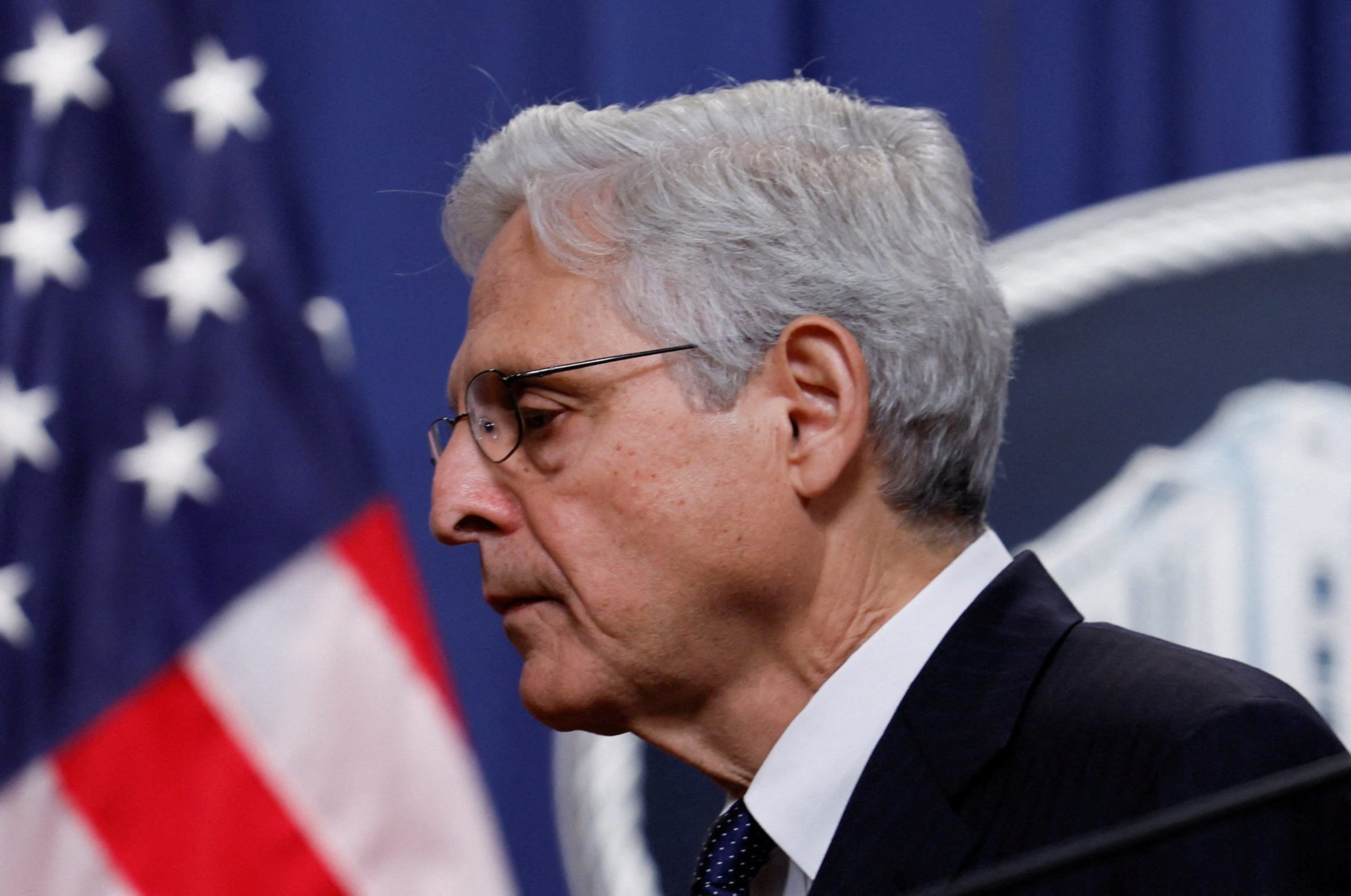 U.S. Attorney General Merrick Garland leaves the podium at the U.S. Justice Department in Washington Aug. 11, 2022. (CNS photo/Evelyn Hockstein, Reuters)